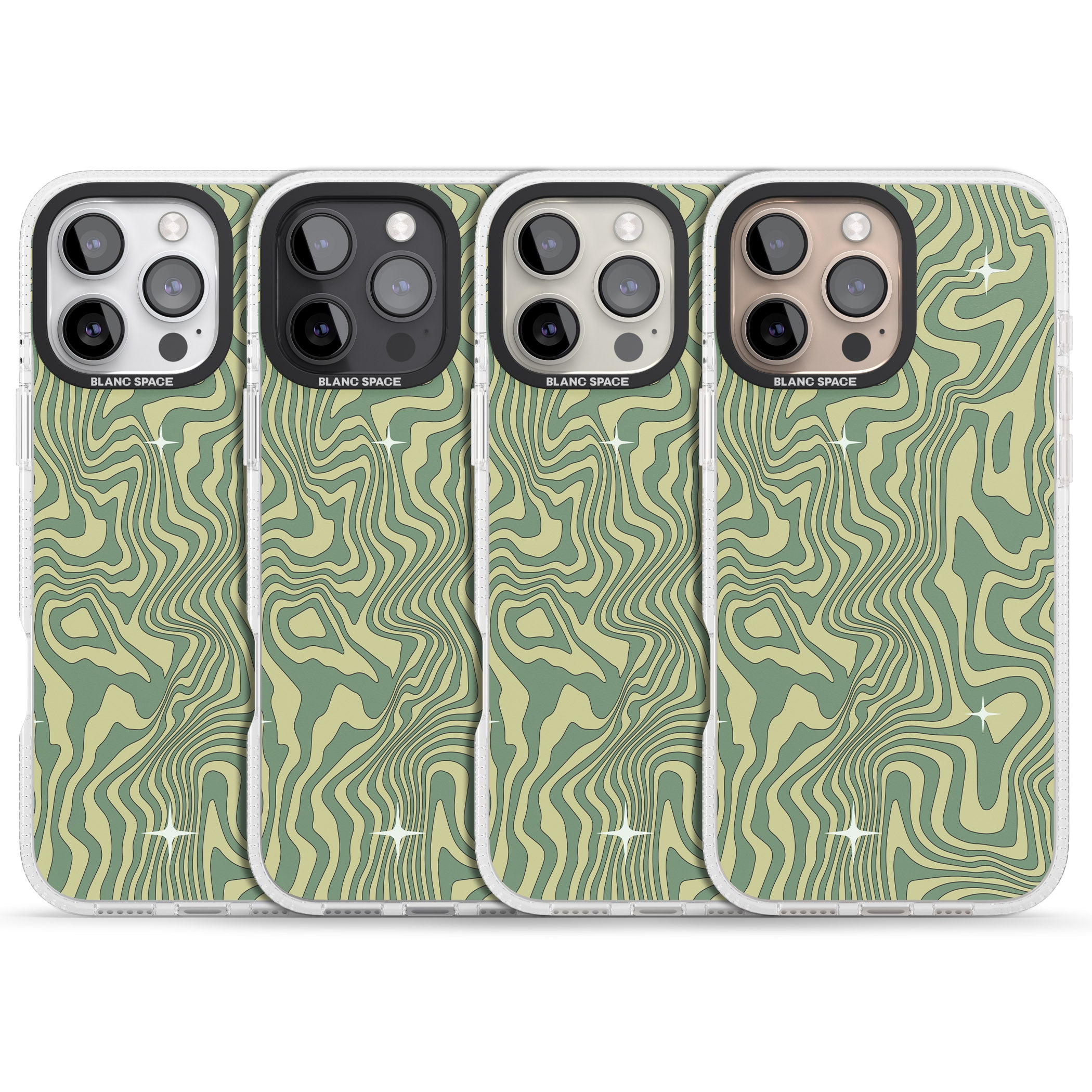 Green Abstract Wave iPhone 16 Pro Max / 16 Pro Clear Case Impact Air - Blanc Space