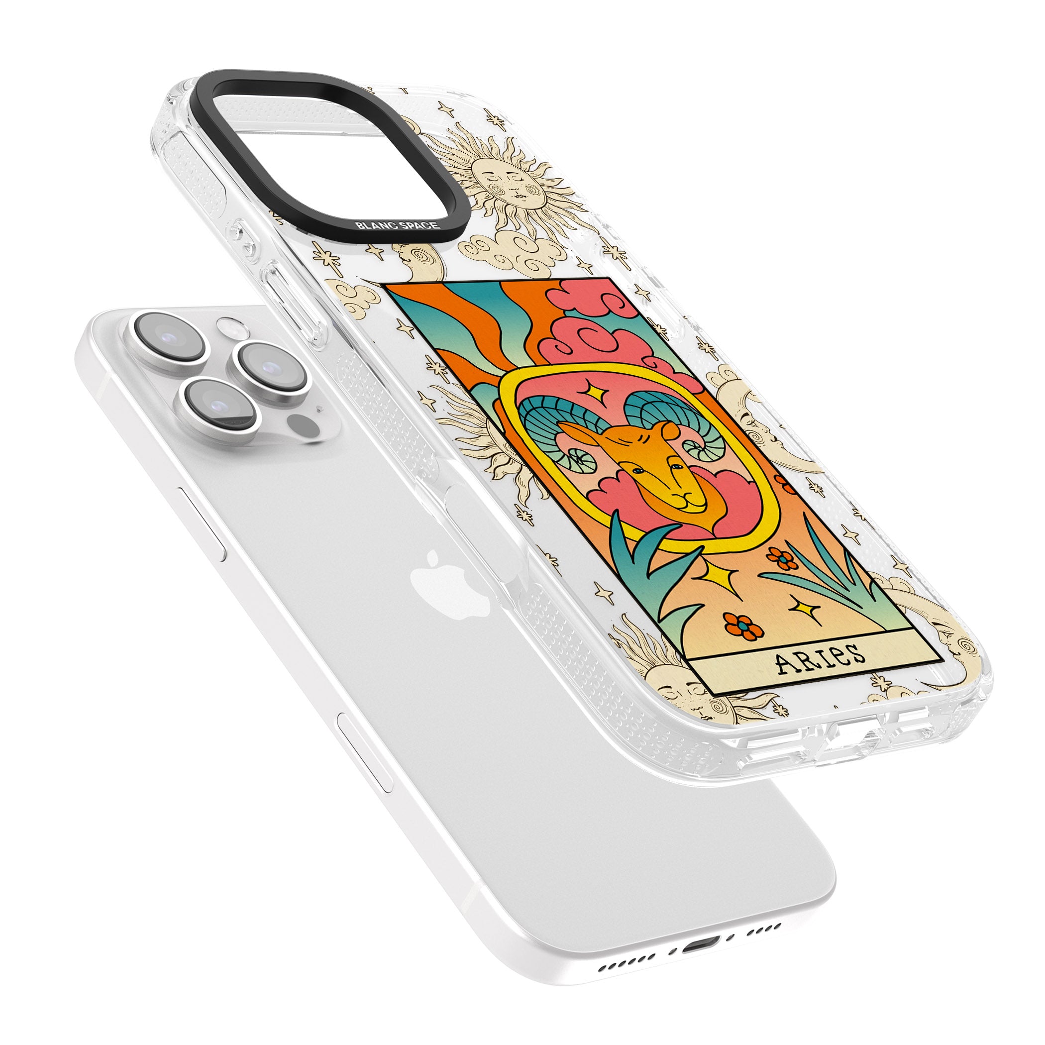 Celestial Zodiac - Aries iPhone 16 Pro Max / 16 Pro Clear Case Impact Air - Blanc Space