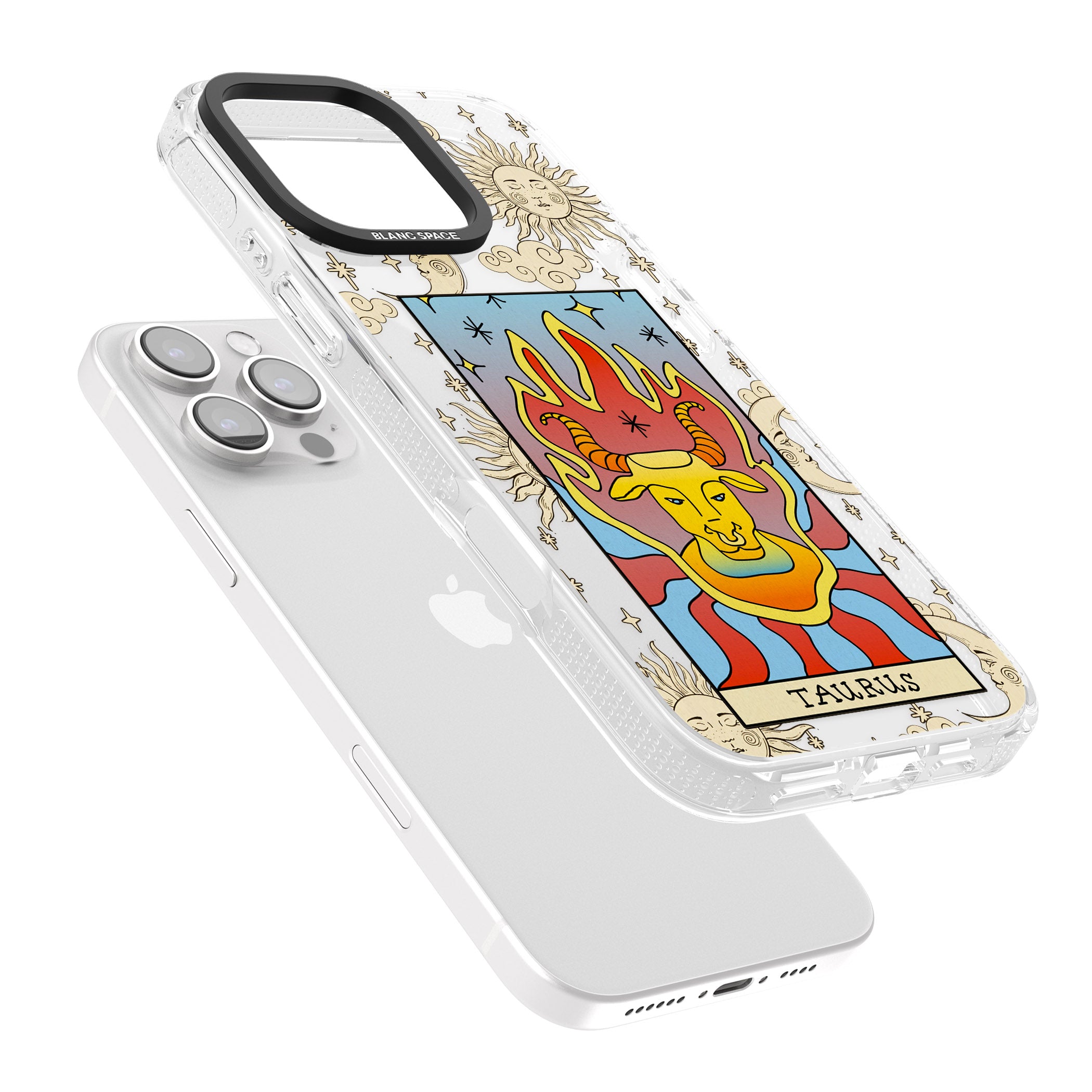 Celestial Zodiac - Taurus iPhone 16 Pro Max / 16 Pro Clear Case Impact Air - Blanc Space