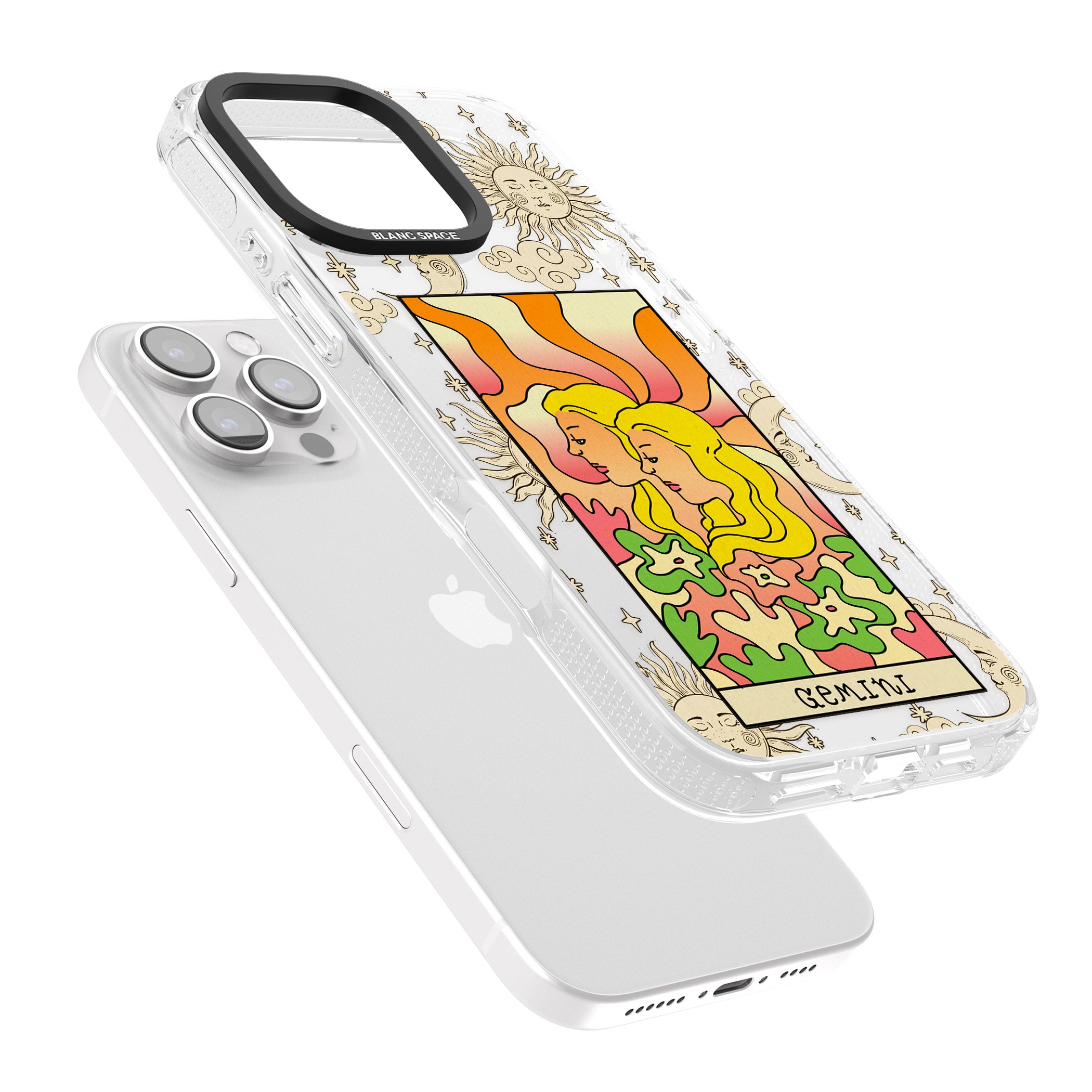 Celestial Zodiac - Gemini iPhone 16 Pro Max / 16 Pro Clear Case Impact Air - Blanc Space