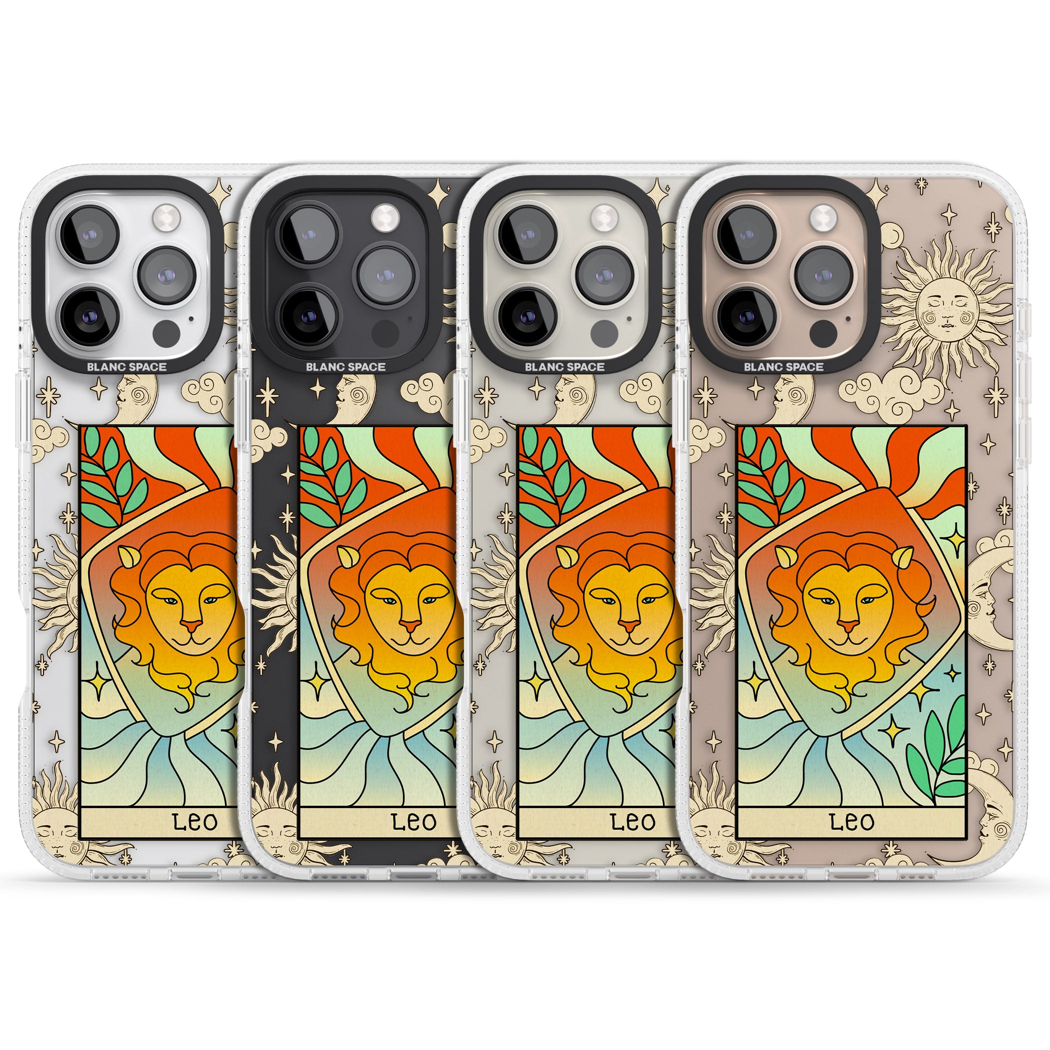 Celestial Zodiac - Leo iPhone 16 Pro Max / 16 Pro Clear Case Impact Air - Blanc Space