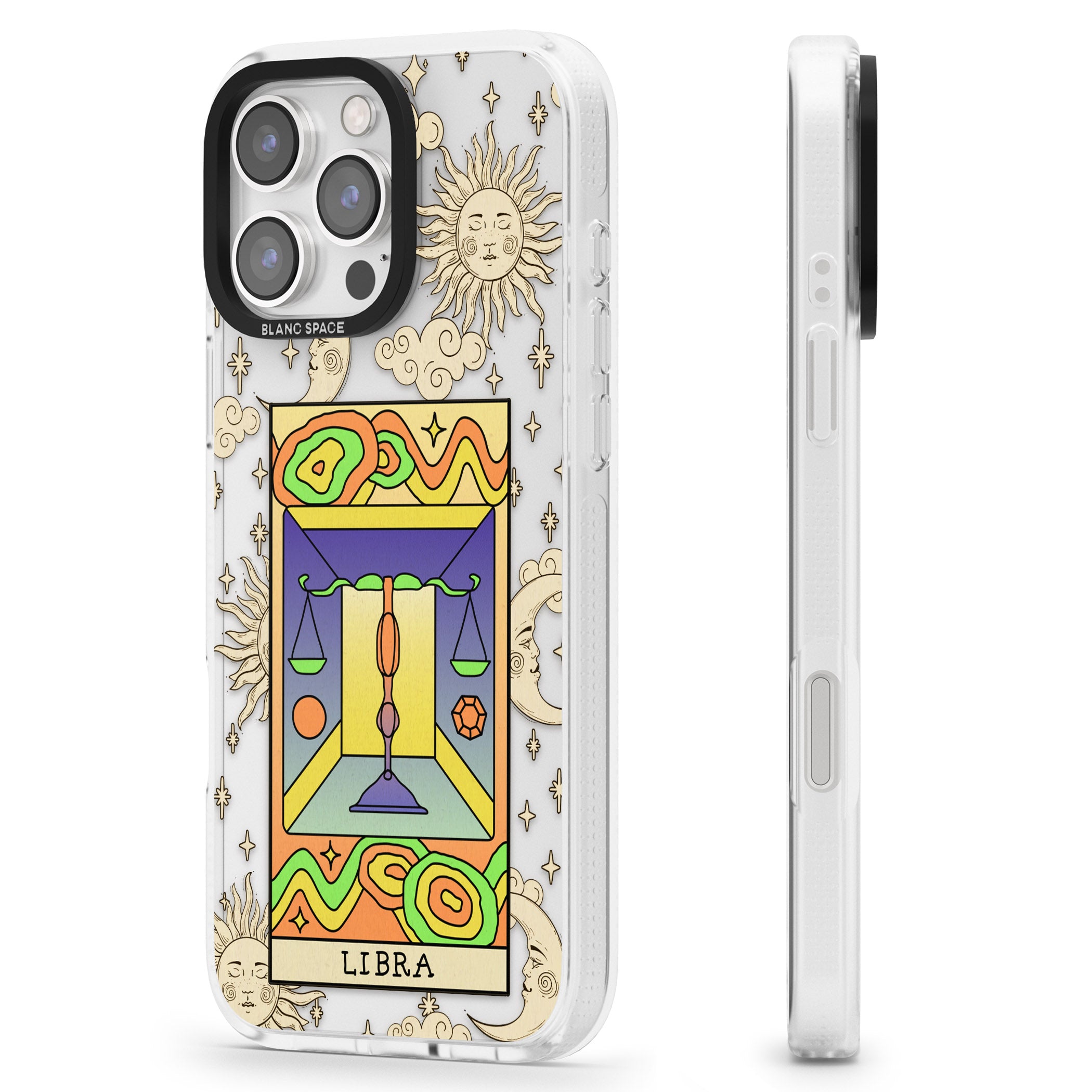 Celestial Zodiac - Libra iPhone 16 Pro Max / 16 Pro Clear Case Impact Air - Blanc Space