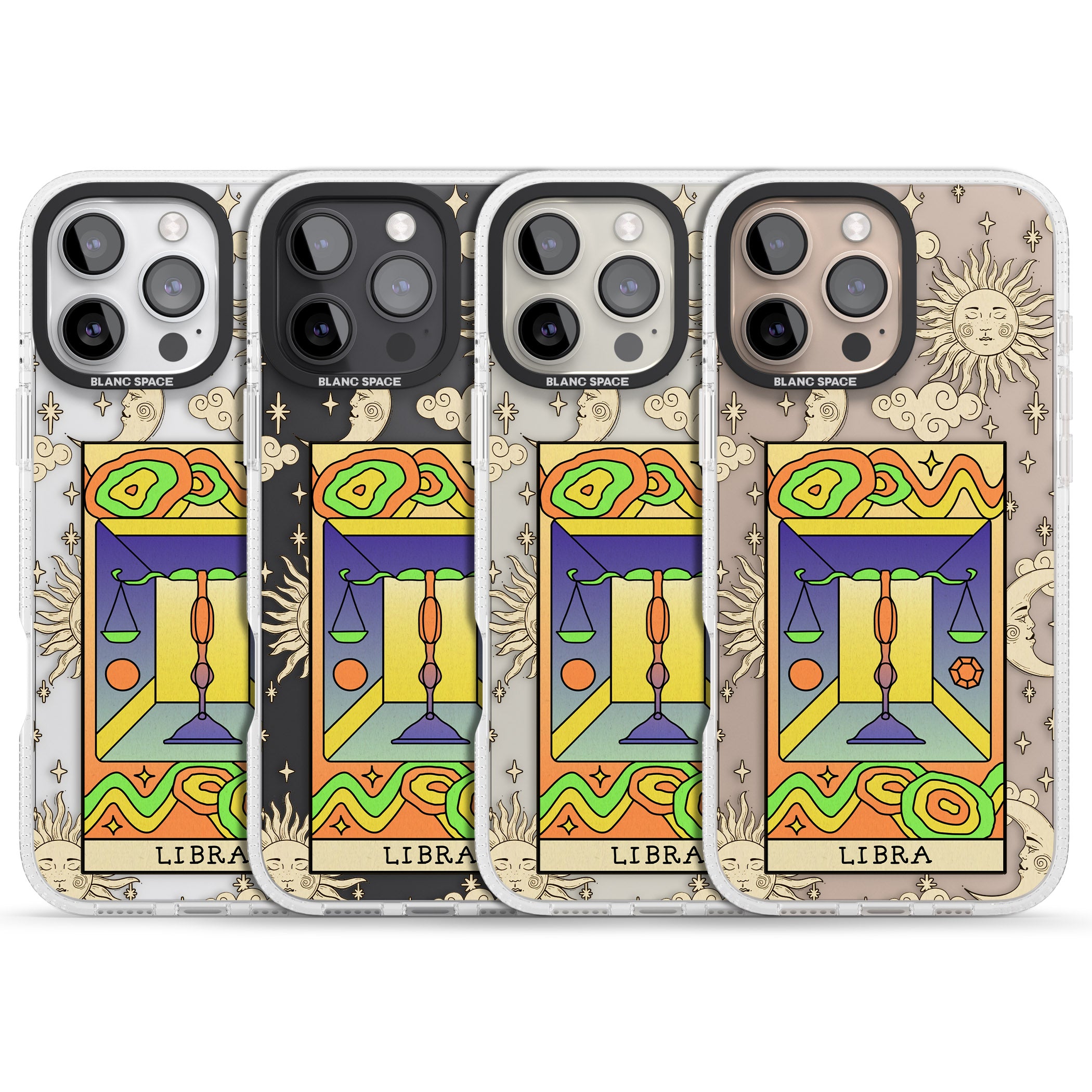 Celestial Zodiac - Libra iPhone 16 Pro Max / 16 Pro Clear Case Impact Air - Blanc Space
