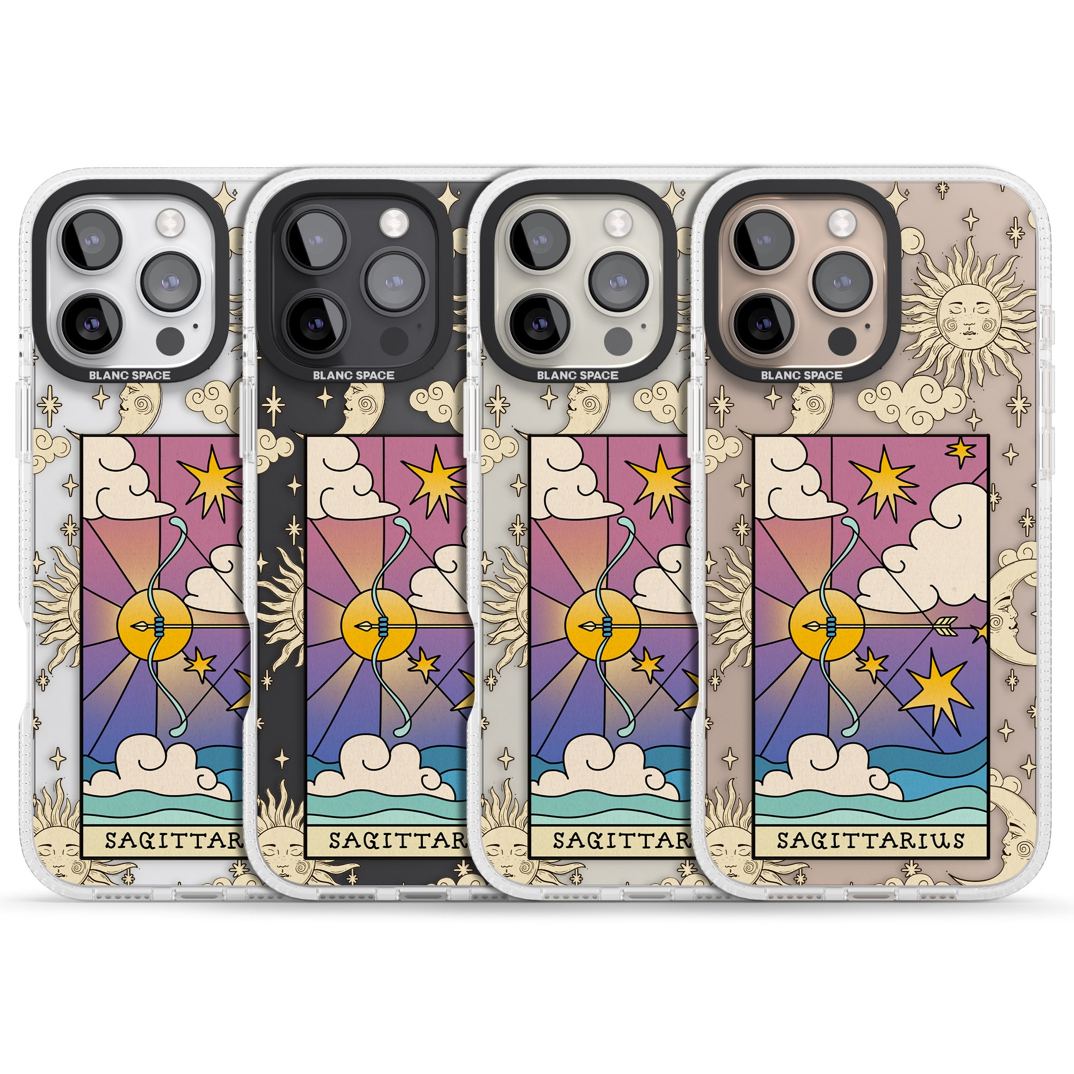 Celestial Zodiac - Sagittarius iPhone 16 Pro Max / 16 Pro Clear Case Impact Air - Blanc Space