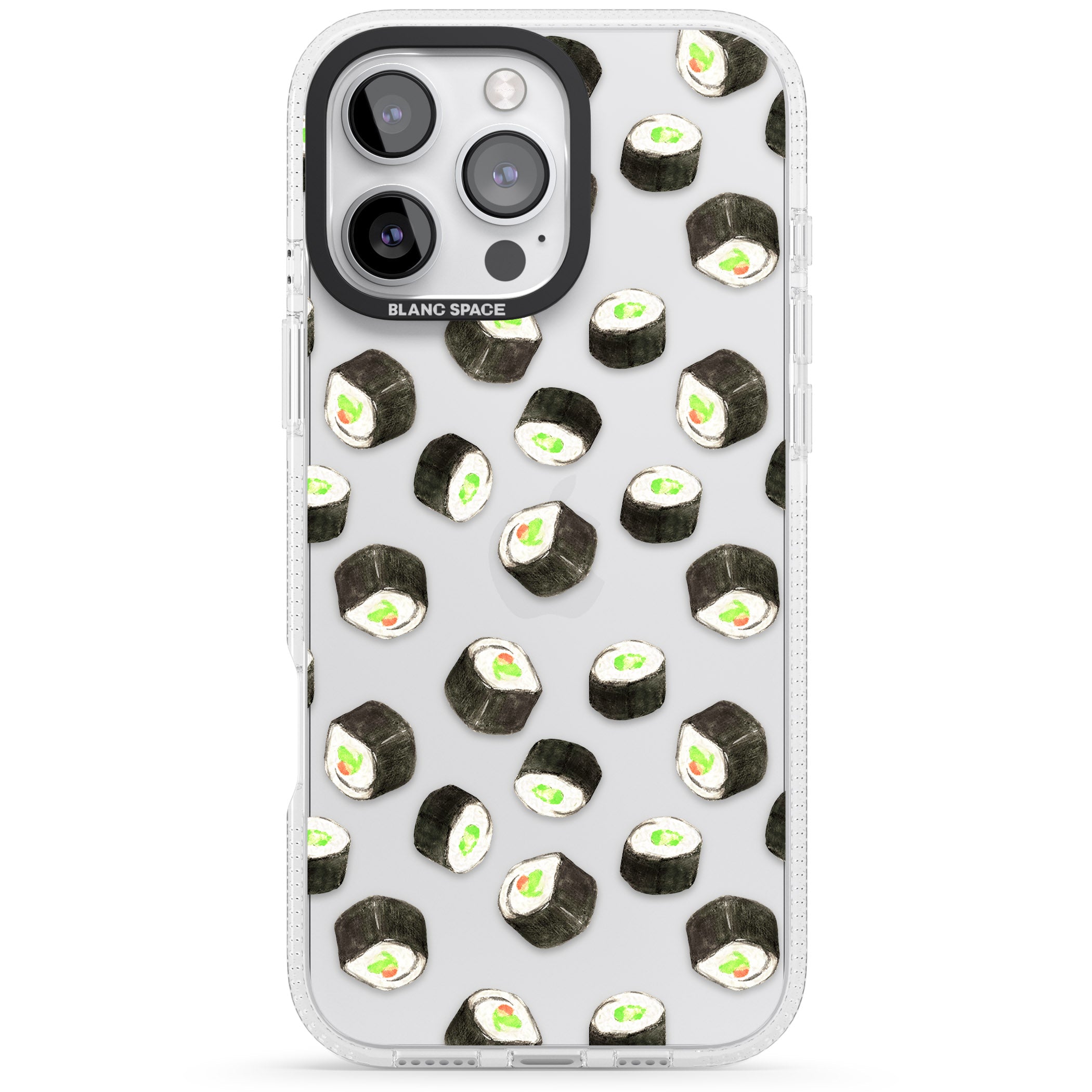 Maki Rolls Sushi Pattern iPhone 16 Pro Max / 16 Pro Clear Case Impact Air - Blanc Space