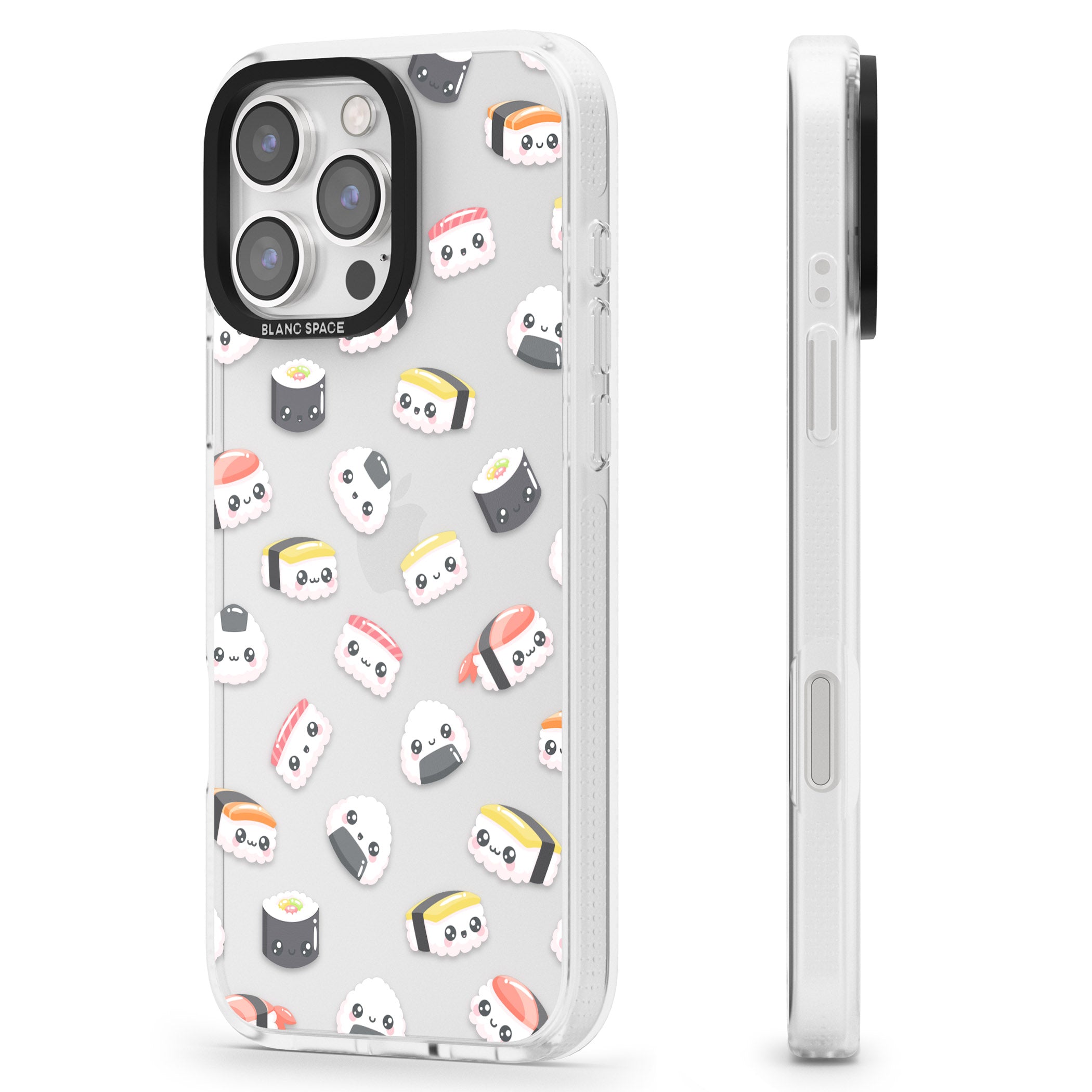 Kawaii Sushi & Rice iPhone 16 Pro Max / 16 Pro Clear Case Impact Air - Blanc Space