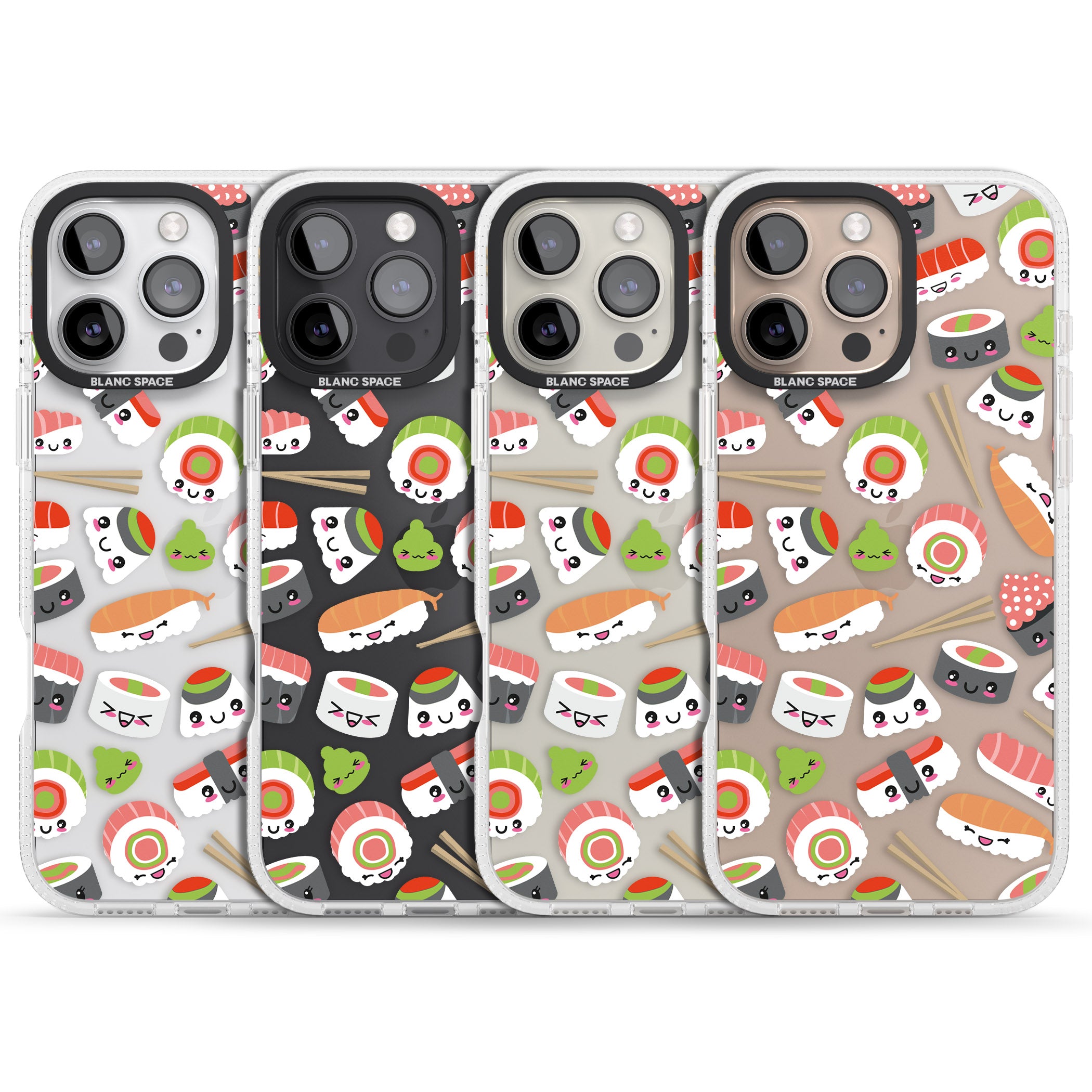 Kawaii Sushi Mix iPhone 16 Pro Max / 16 Pro Clear Case Impact Air - Blanc Space