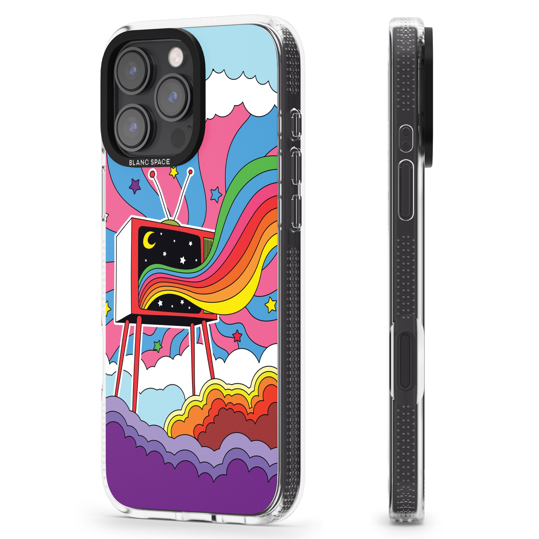 TV Captivation iPhone 16 Pro Max / 16 Pro Clear Case Impact Air - Blanc Space