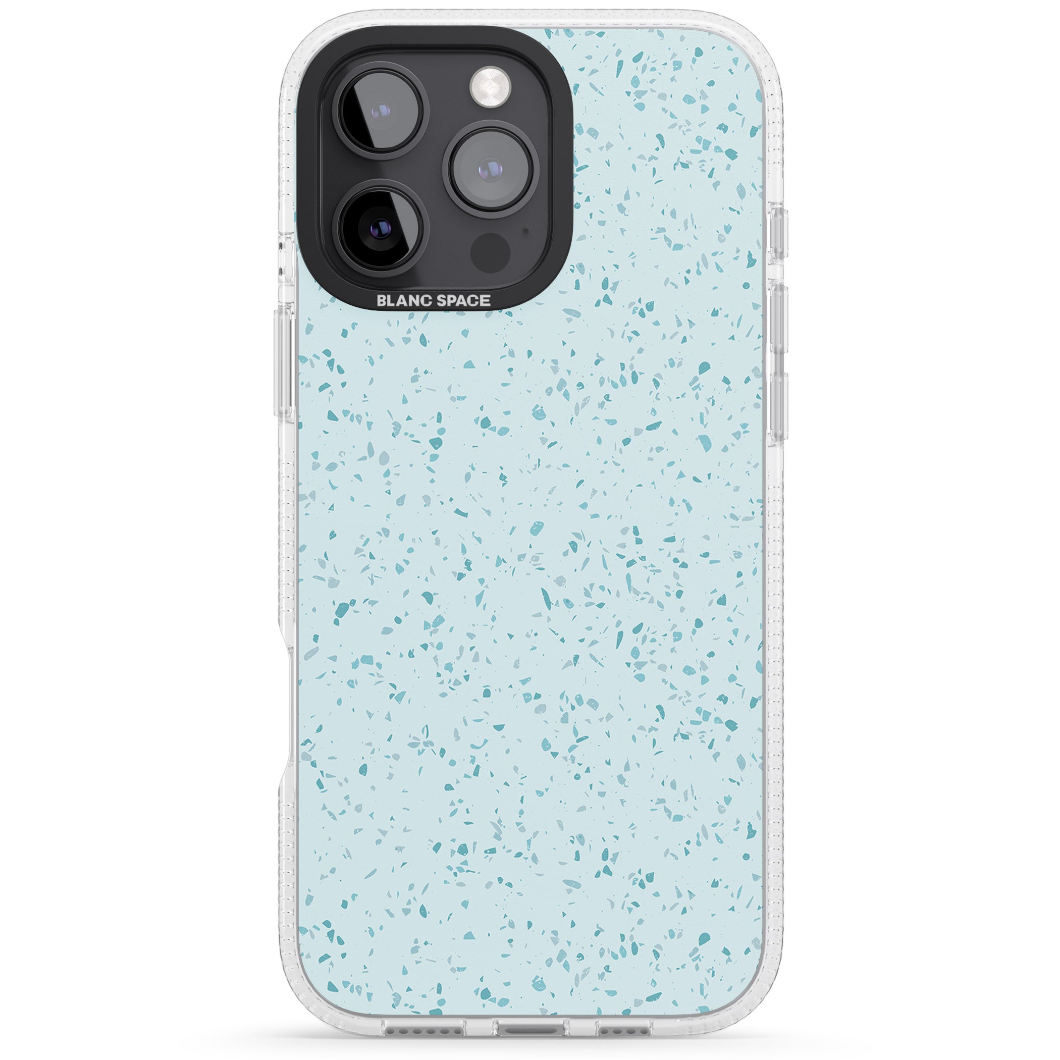 Light Blue Terrazzo Pattern iPhone 16 Pro Max / 16 Pro Clear Case Impact Air - Blanc Space