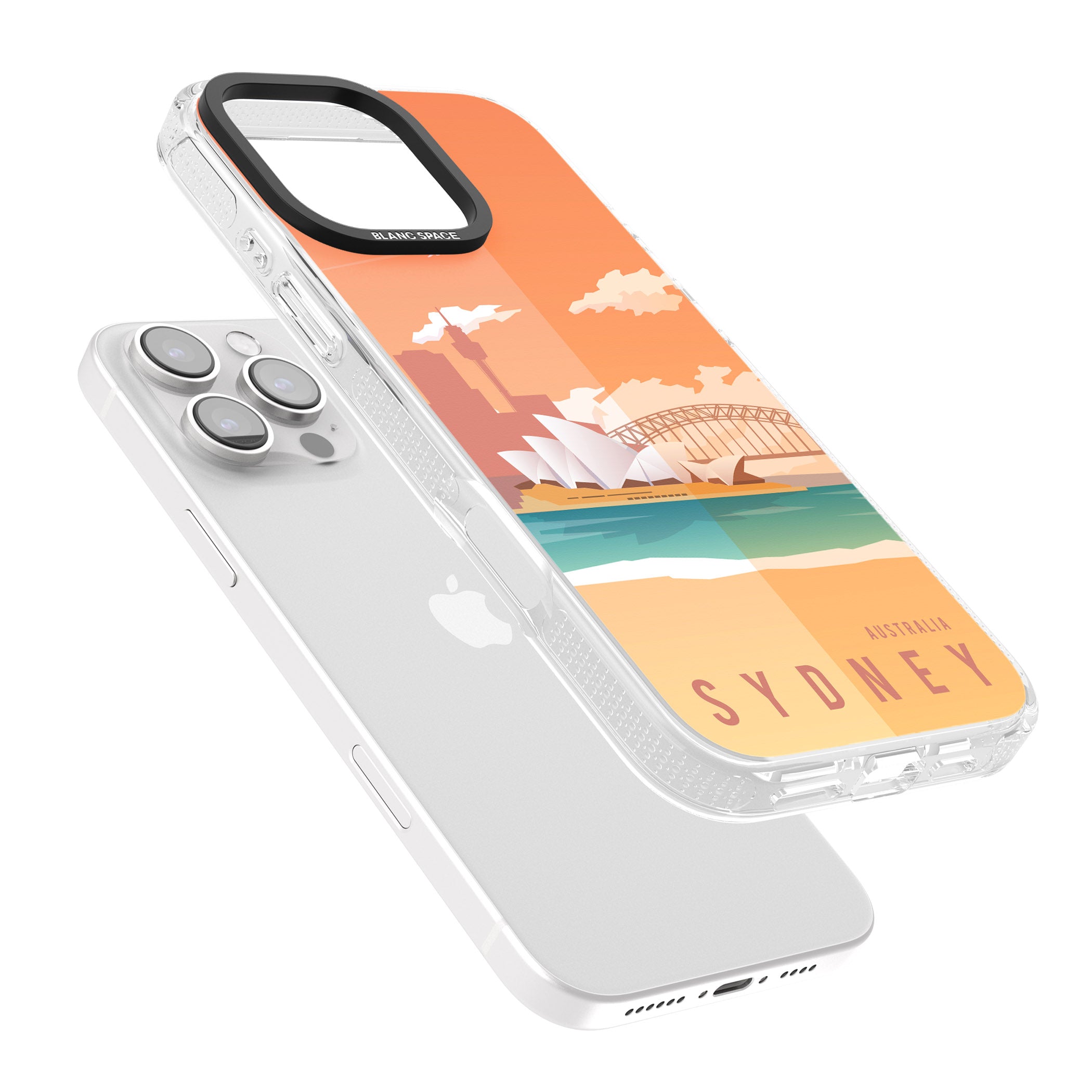 Vintage Travel Poster Sydney iPhone 16 Pro Max / 16 Pro Clear Case Impact Air - Blanc Space