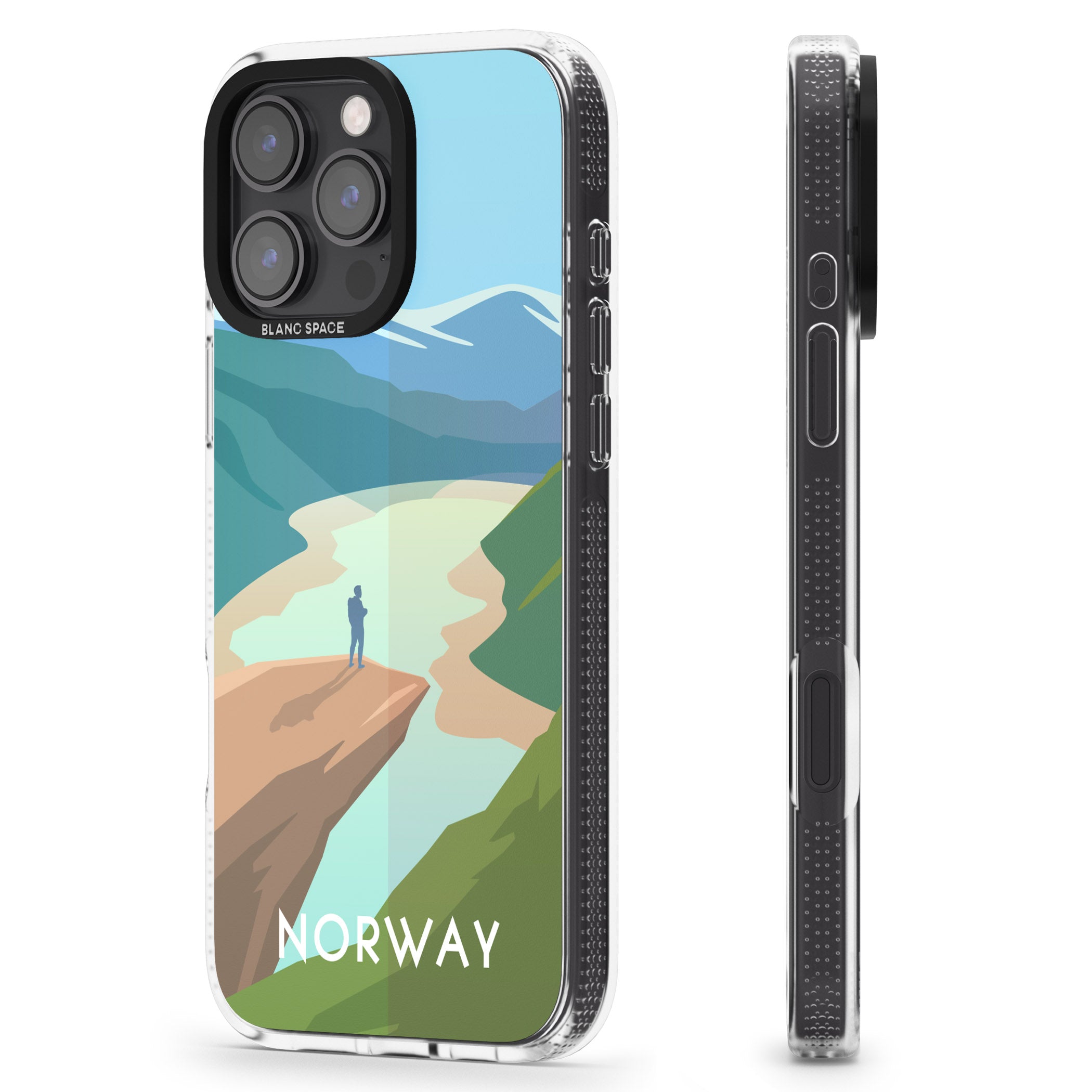 Vintage Travel Poster Norway iPhone 16 Pro Max / 16 Pro Clear Case Impact Air - Blanc Space