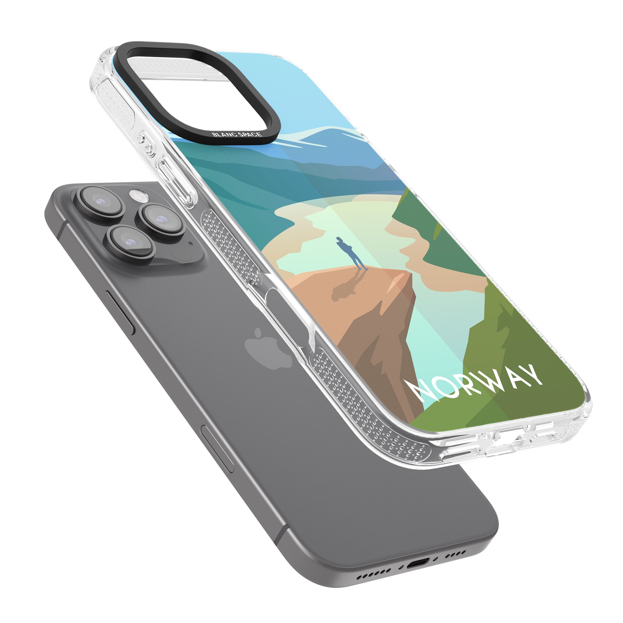 Vintage Travel Poster Norway iPhone 16 Pro Max / 16 Pro Clear Case Impact Air - Blanc Space