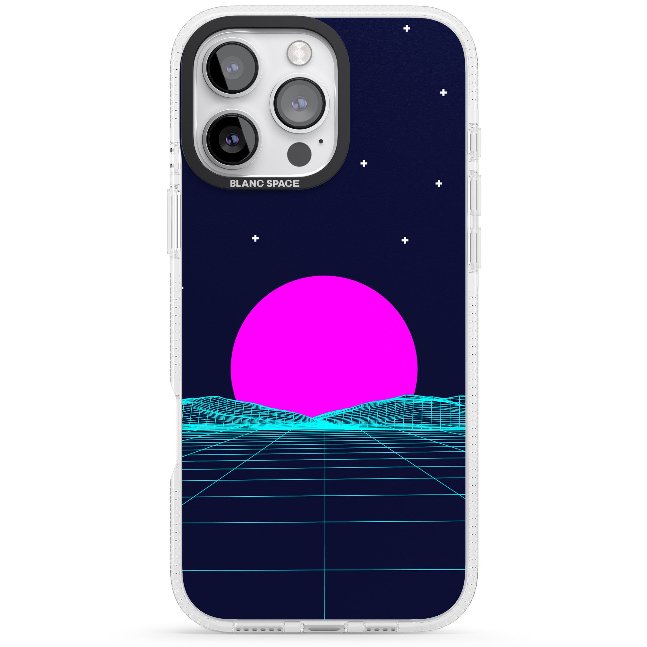 Miami Sunset Vaporwave iPhone 16 Pro Max / 16 Pro Clear Case Impact Air - Blanc Space