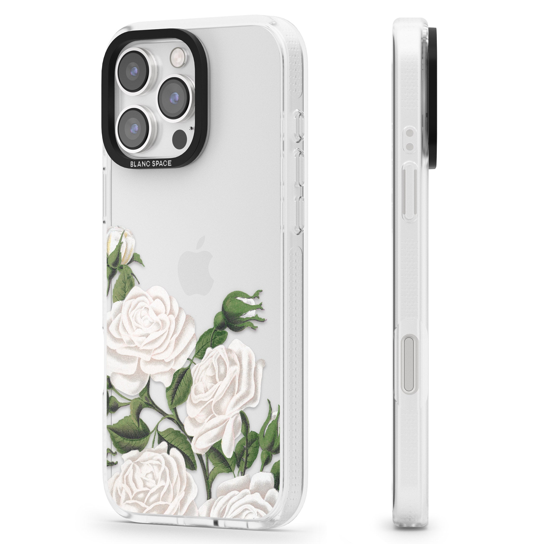 White Vintage Painted Flowers iPhone 16 Pro Max / 16 Pro Clear Case Impact Air - Blanc Space