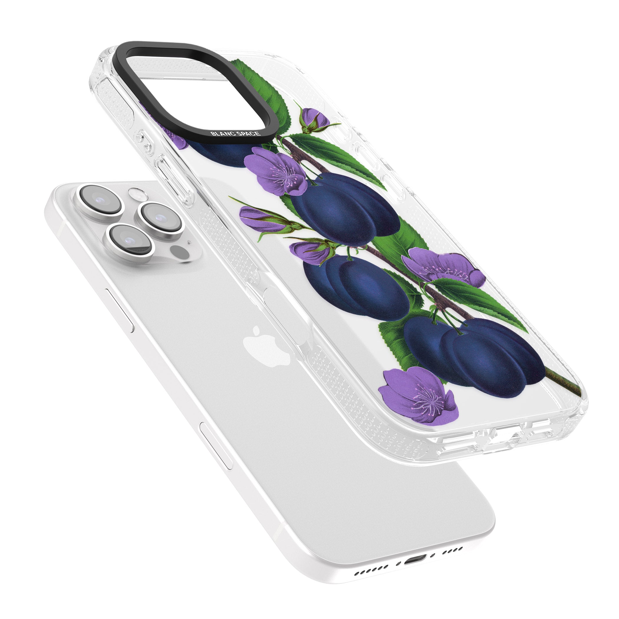 Vintage Painted Plums iPhone 16 Pro Max / 16 Pro Clear Case Impact Air - Blanc Space