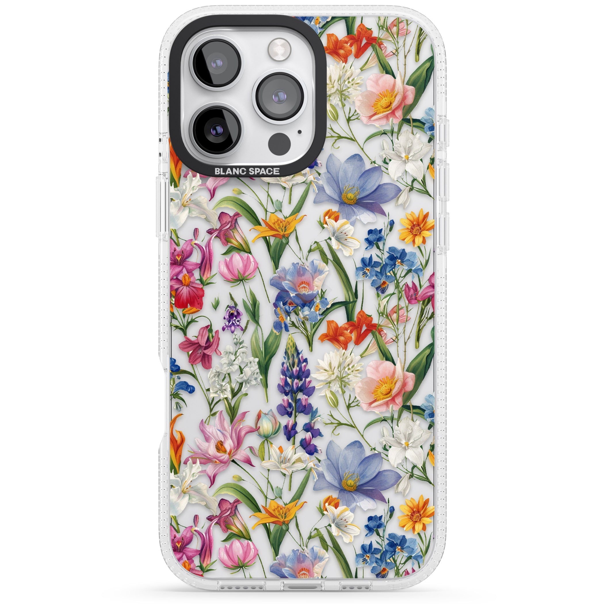 Vintage Wildflowers iPhone 16 Pro Max / 16 Pro Clear Case Impact Air - Blanc Space