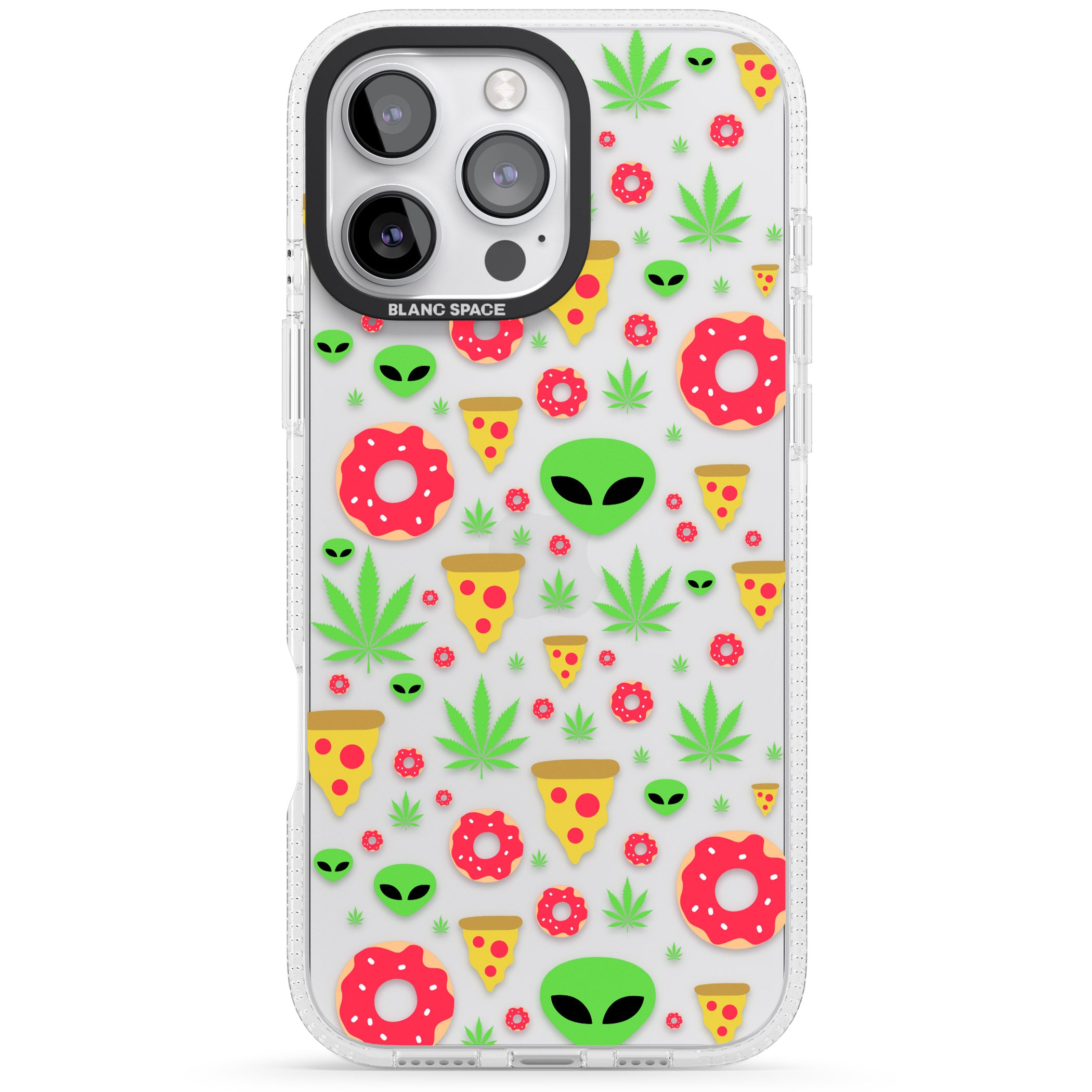 Martians & Munchies iPhone 16 Pro Max / 16 Pro Clear Case Impact Air - Blanc Space