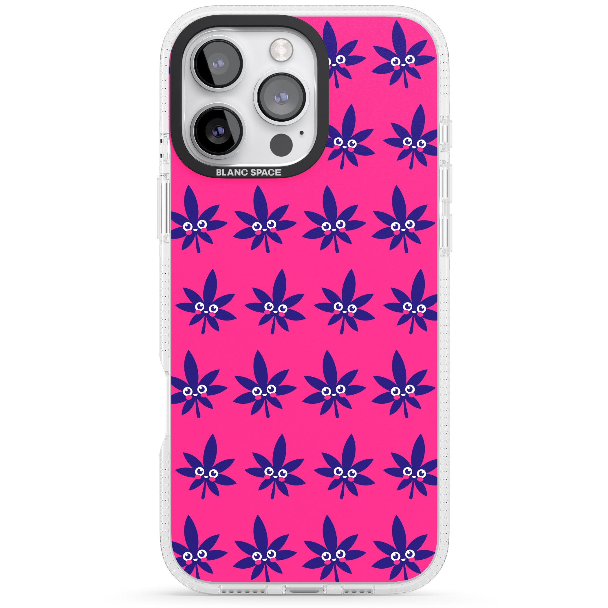 Pink Sativa iPhone 16 Pro Max / 16 Pro Clear Case Impact Air - Blanc Space