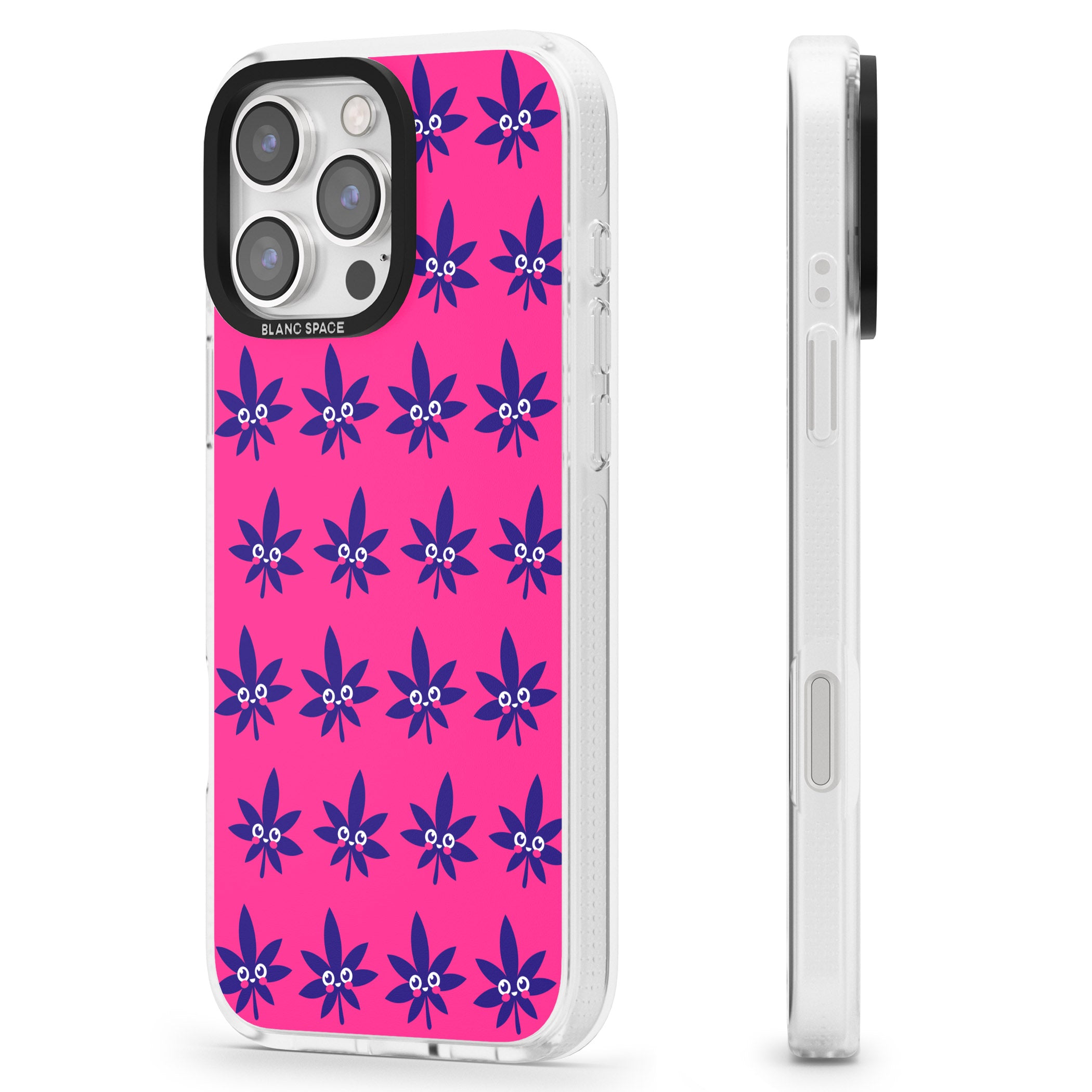 Pink Sativa iPhone 16 Pro Max / 16 Pro Clear Case Impact Air - Blanc Space
