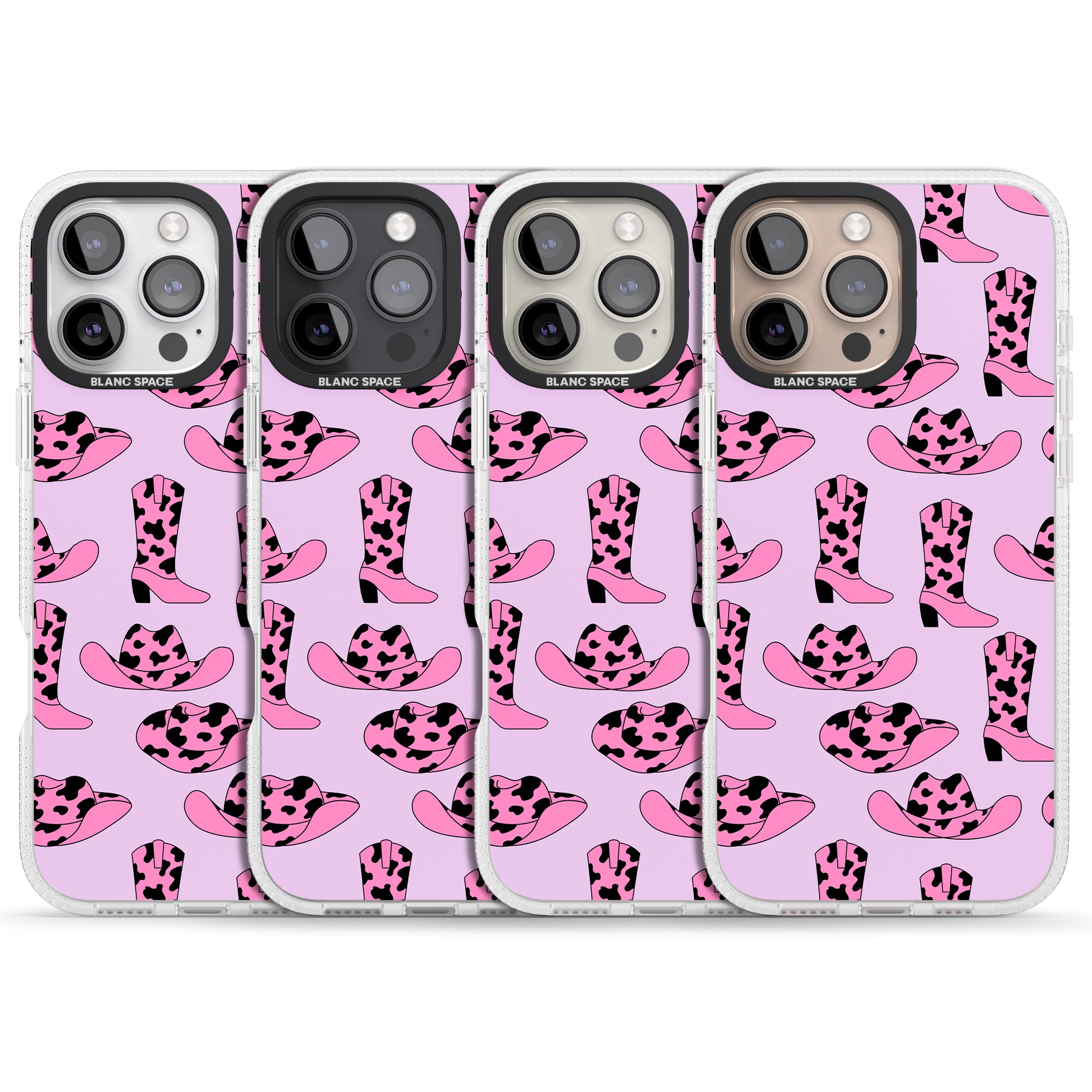 Cow-Girl Pattern iPhone 16 Pro Max / 16 Pro Clear Case Impact Air - Blanc Space