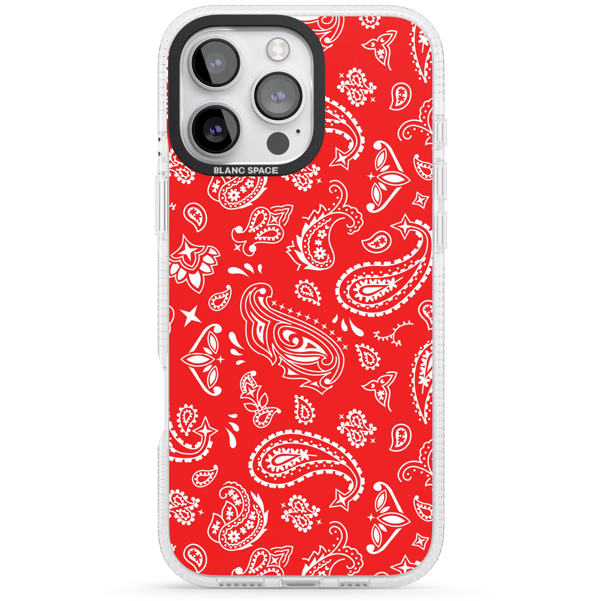 Red Bandana iPhone 16 Pro Max / 16 Pro Clear Case Impact Air - Blanc Space