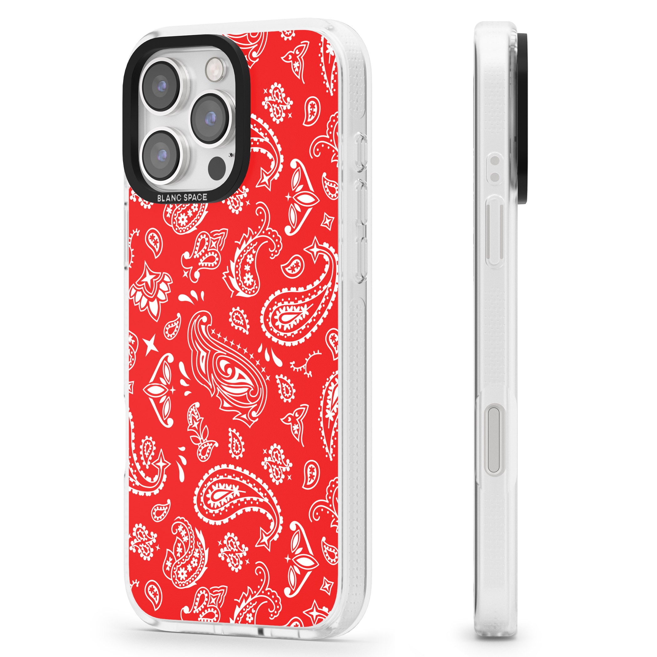 Red Bandana iPhone 16 Pro Max / 16 Pro Clear Case Impact Air - Blanc Space