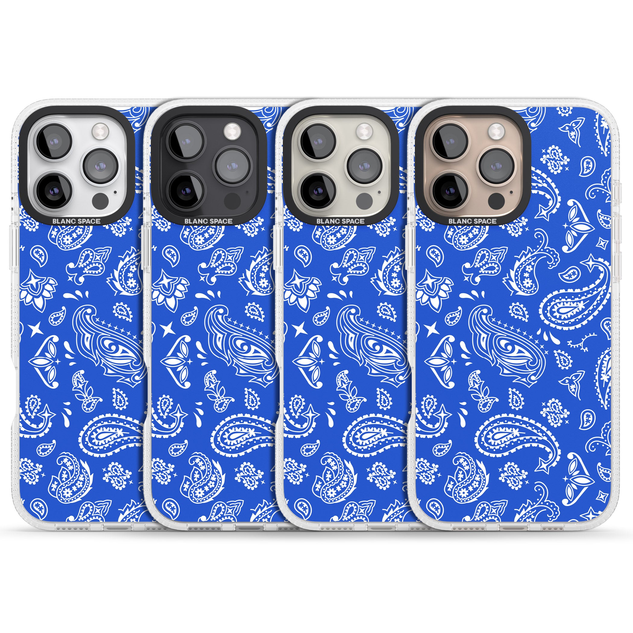 Blue Bandana iPhone 16 Pro Max / 16 Pro Clear Case Impact Air - Blanc Space