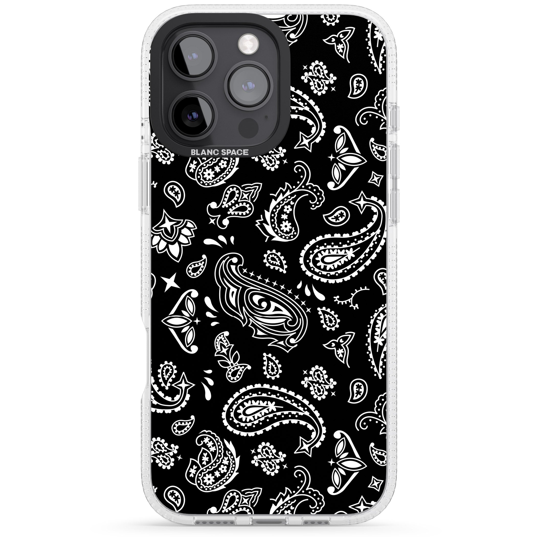 Black Bandana iPhone 16 Pro Max / 16 Pro Clear Case Impact Air - Blanc Space