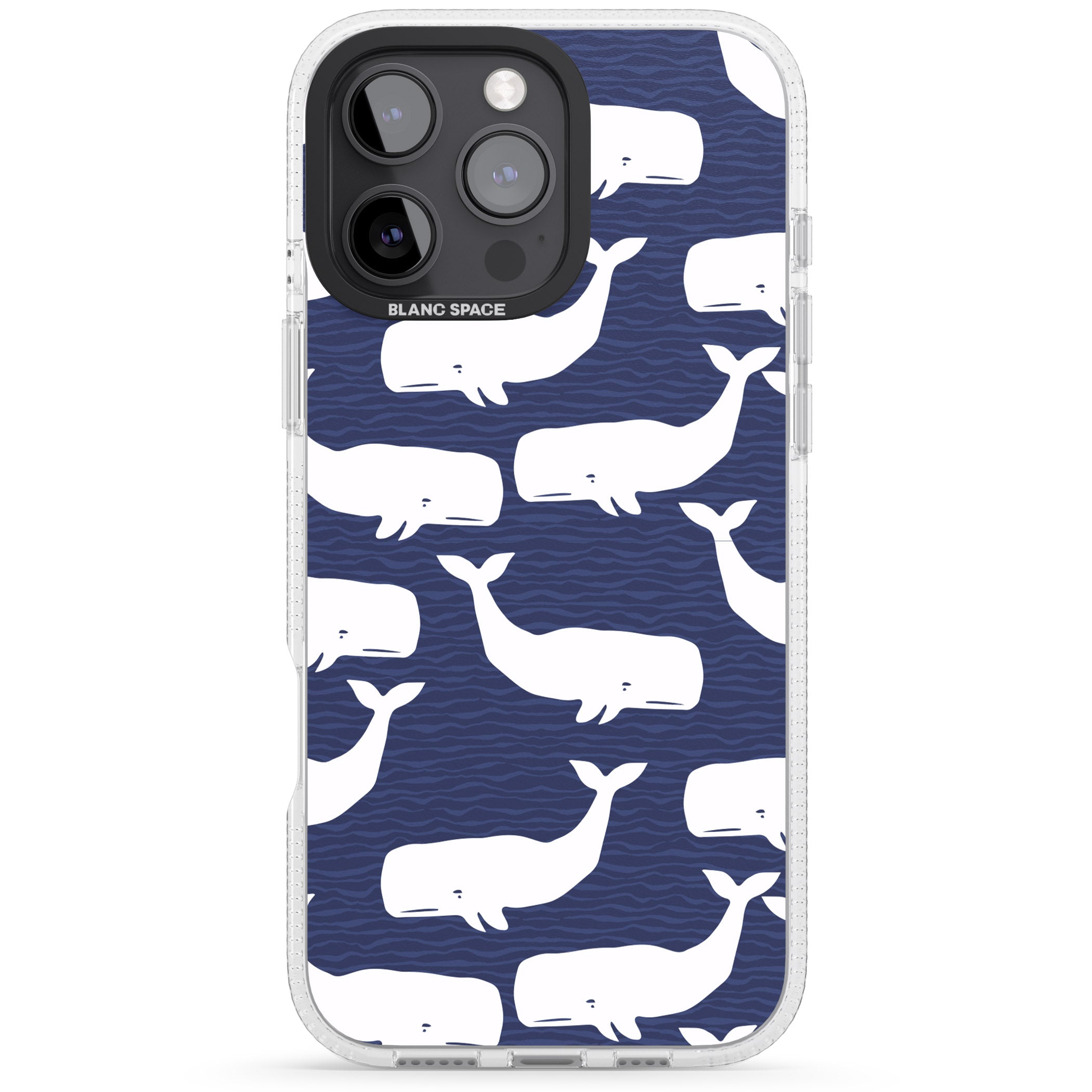 Cute Whales iPhone 16 Pro Max / 16 Pro Clear Case Impact Air - Blanc Space