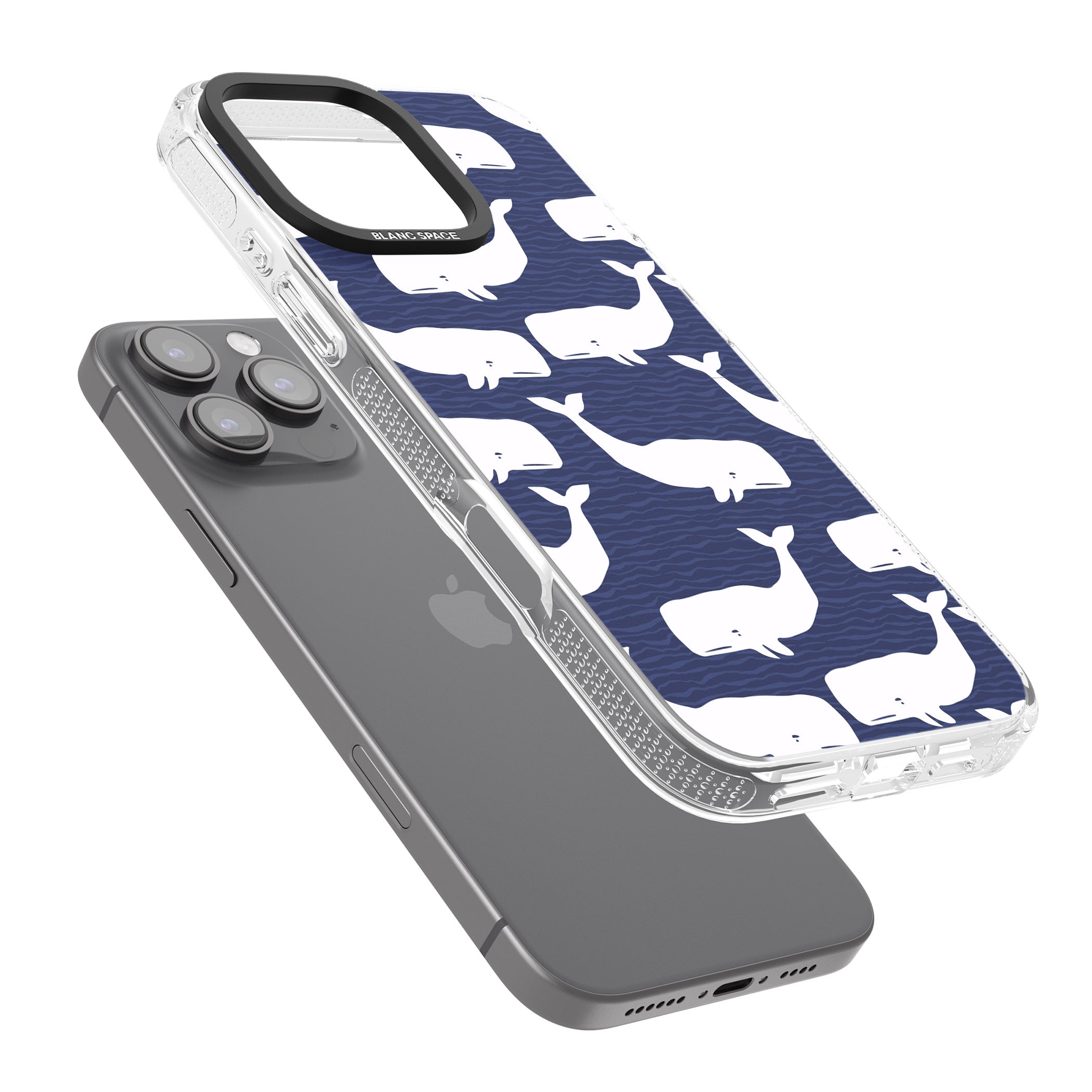 Cute Whales iPhone 16 Pro Max / 16 Pro Clear Case Impact Air - Blanc Space