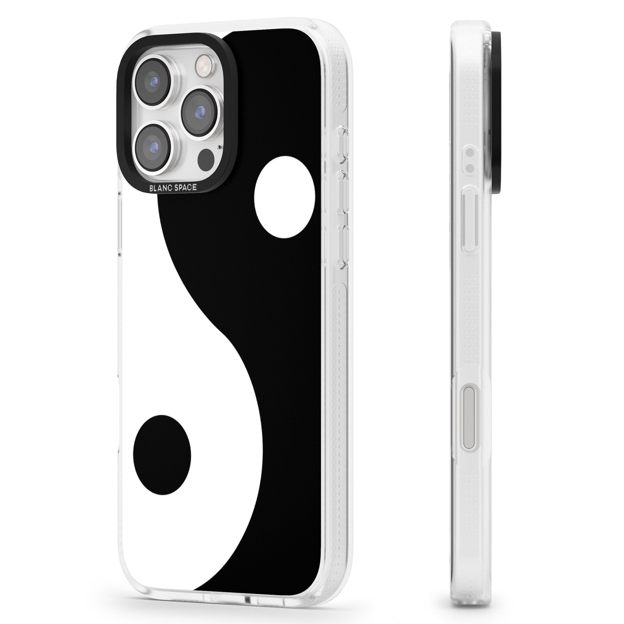 Large Yin Yang iPhone 16 Pro Max / 16 Pro Clear Case Impact Air - Blanc Space