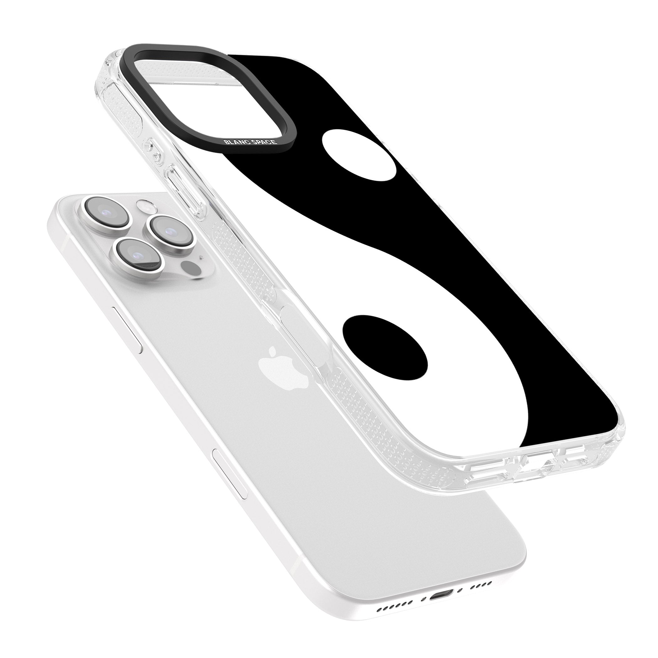 Large Yin Yang iPhone 16 Pro Max / 16 Pro Clear Case Impact Air - Blanc Space