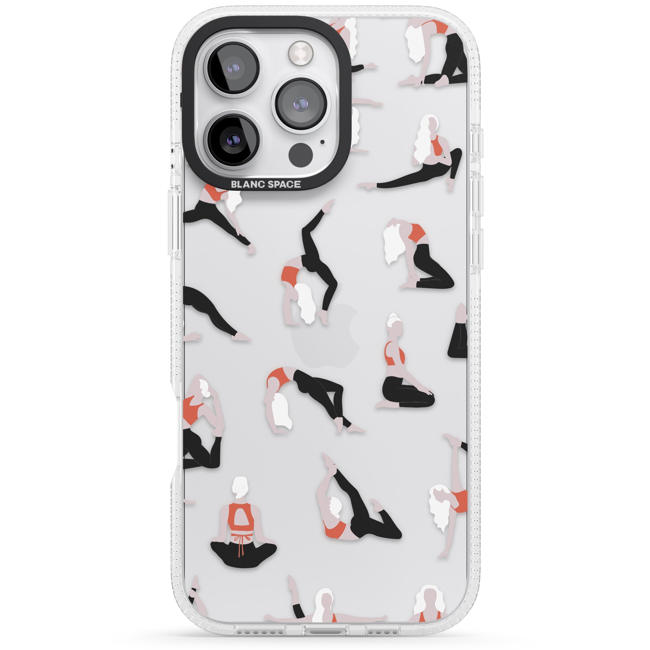 Yoga Poses Clear iPhone 16 Pro Max / 16 Pro Clear Case Impact Air - Blanc Space