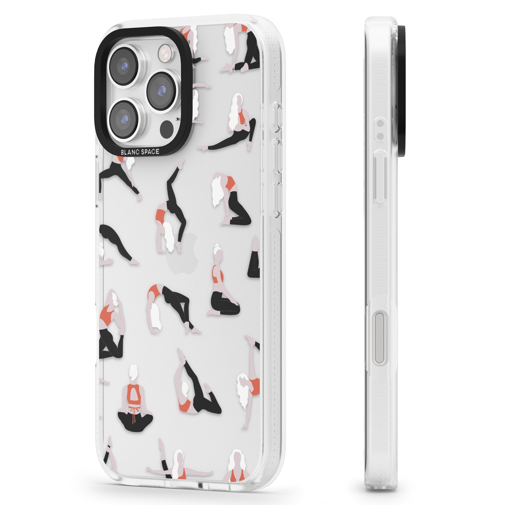 Yoga Poses Clear iPhone 16 Pro Max / 16 Pro Clear Case Impact Air - Blanc Space