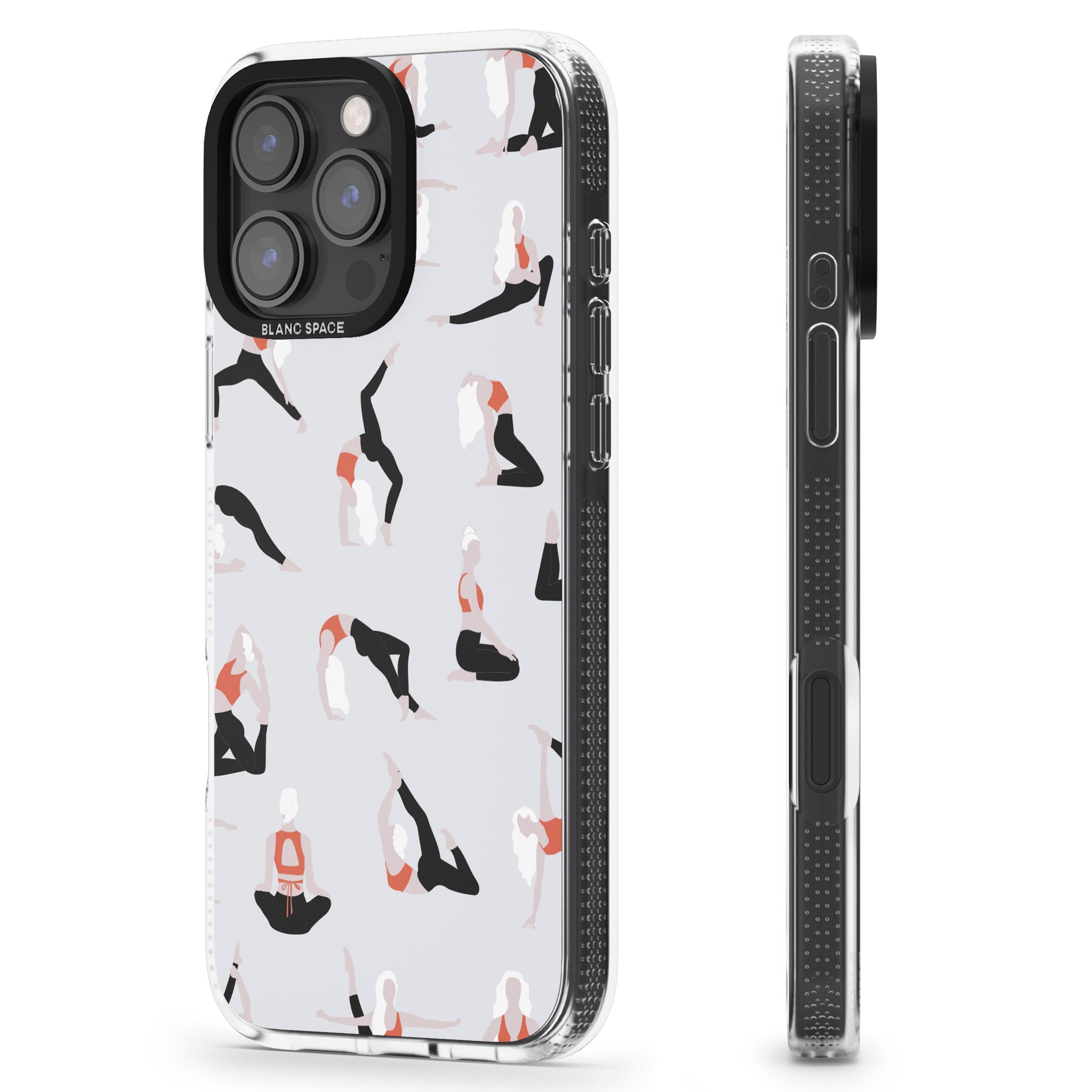 Yoga Poses iPhone 16 Pro Max / 16 Pro Clear Case Impact Air - Blanc Space