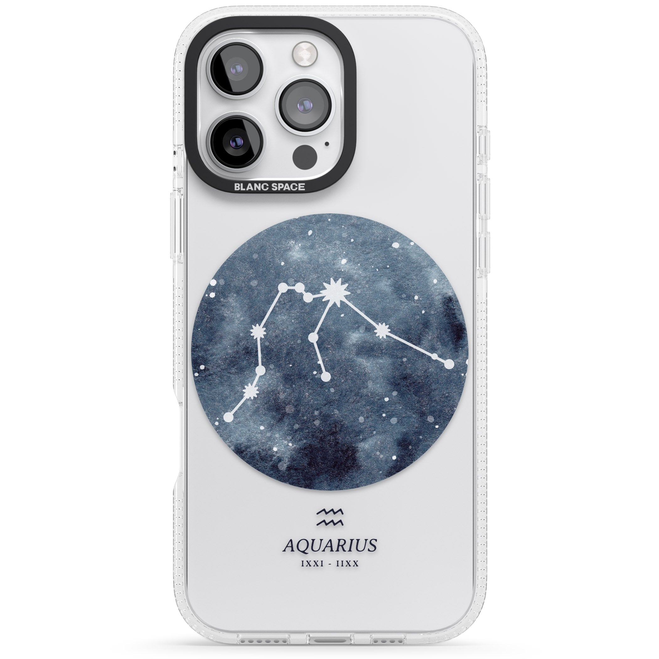 Aquarius Zodiac Transparent Design - Blue iPhone 16 Pro Max / 16 Pro Clear Case Impact Air - Blanc Space