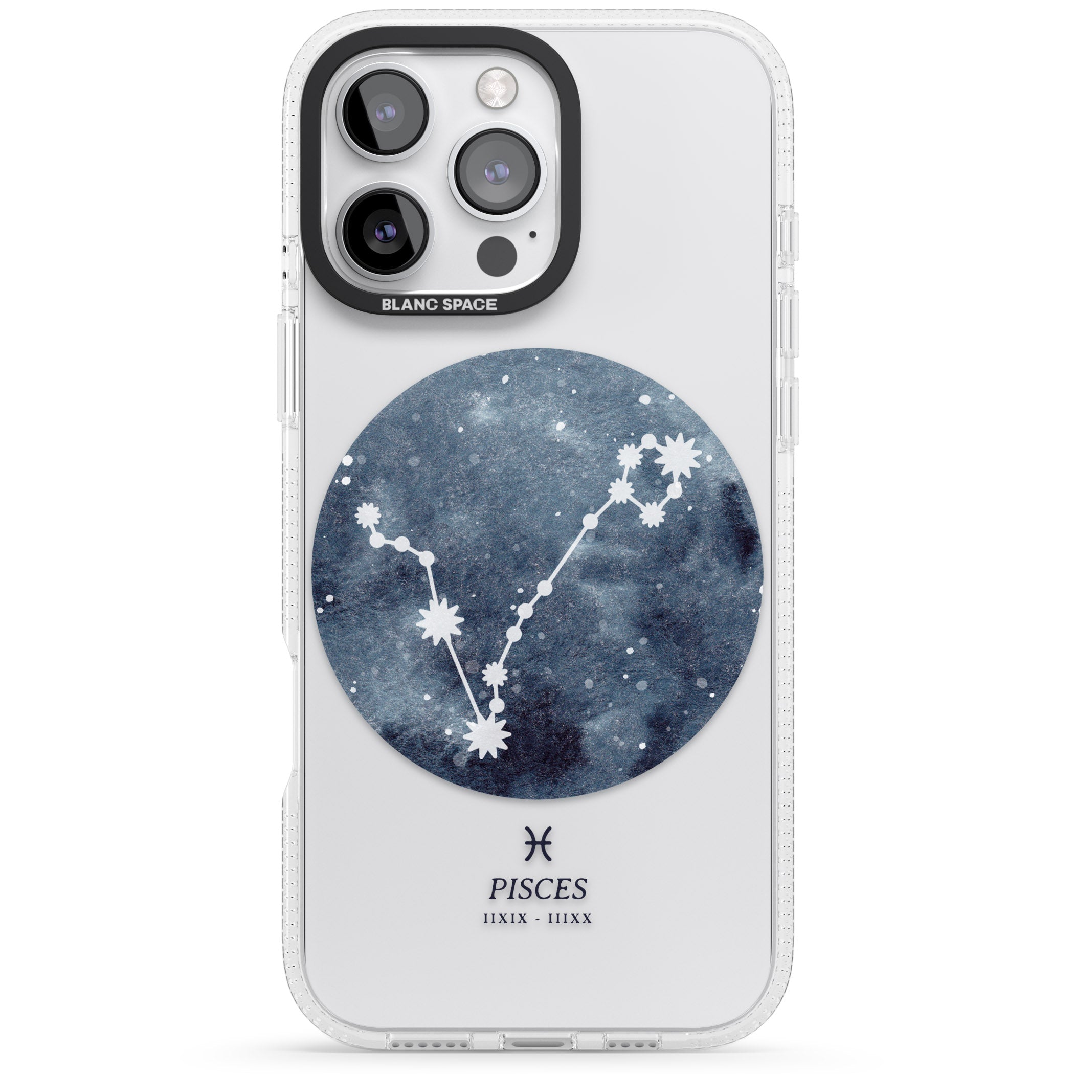 Pisces Zodiac Transparent Design - Blue iPhone 16 Pro Max / 16 Pro Clear Case Impact Air - Blanc Space