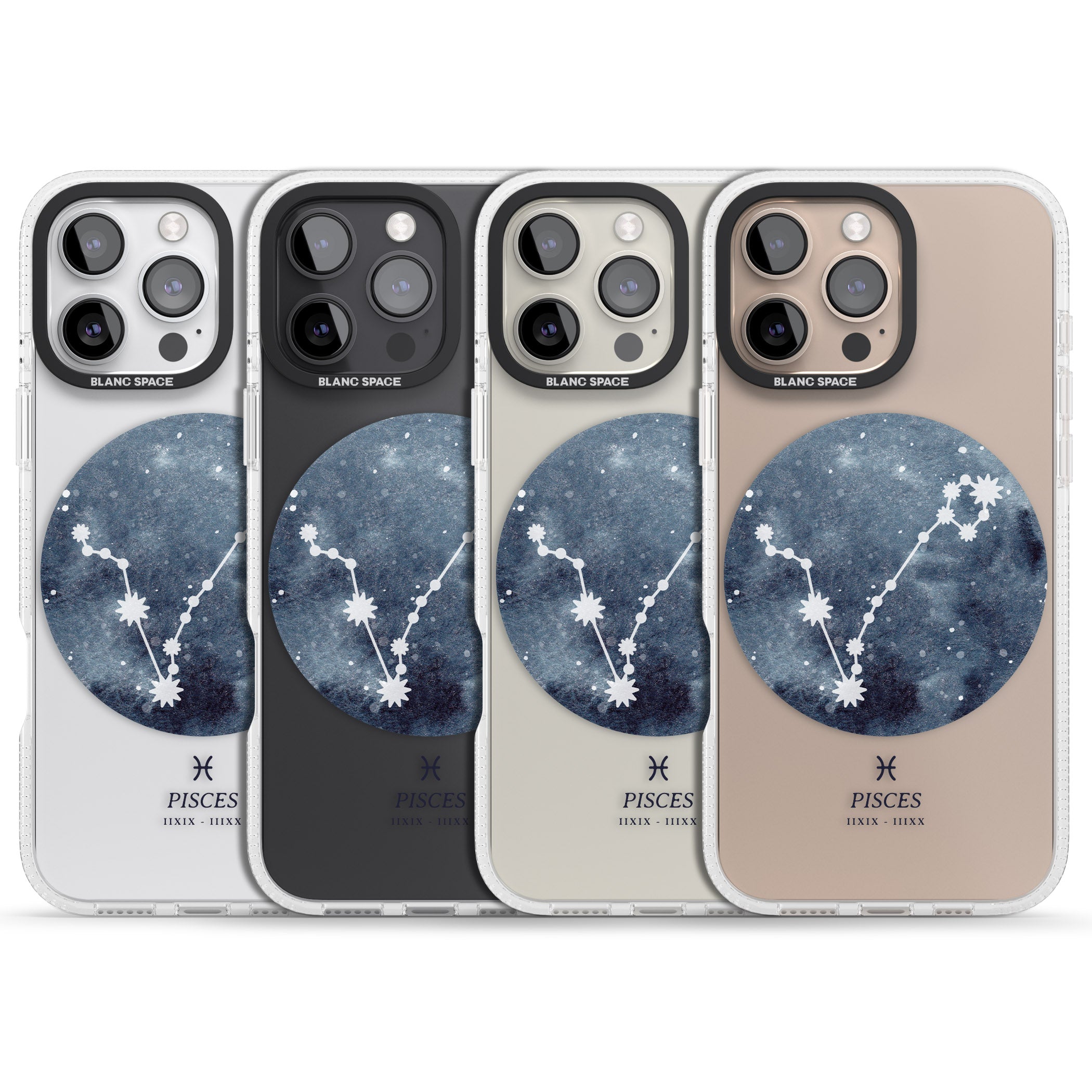 Pisces Zodiac Transparent Design - Blue iPhone 16 Pro Max / 16 Pro Clear Case Impact Air - Blanc Space