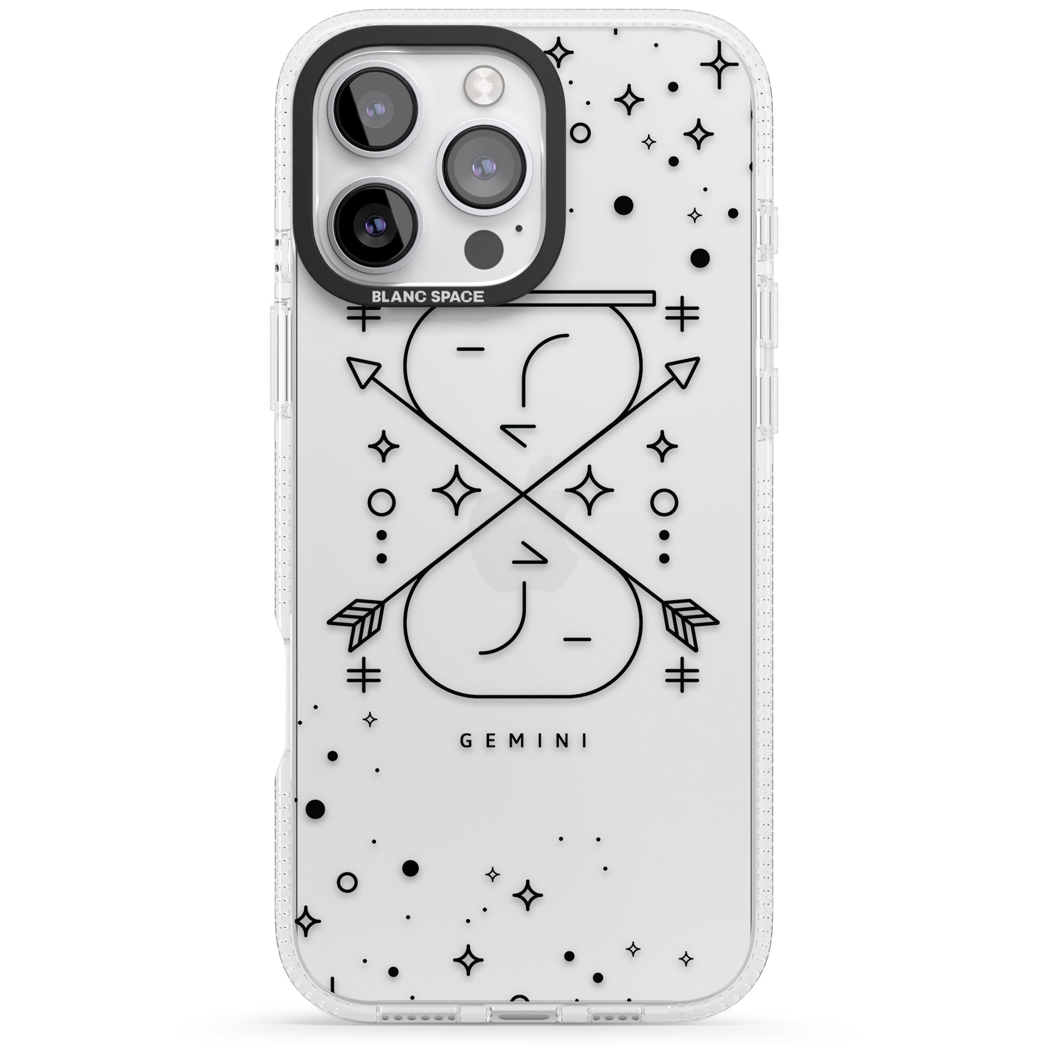 Gemini Emblem - Transparent Design iPhone 16 Pro Max / 16 Pro Clear Case Impact Air - Blanc Space