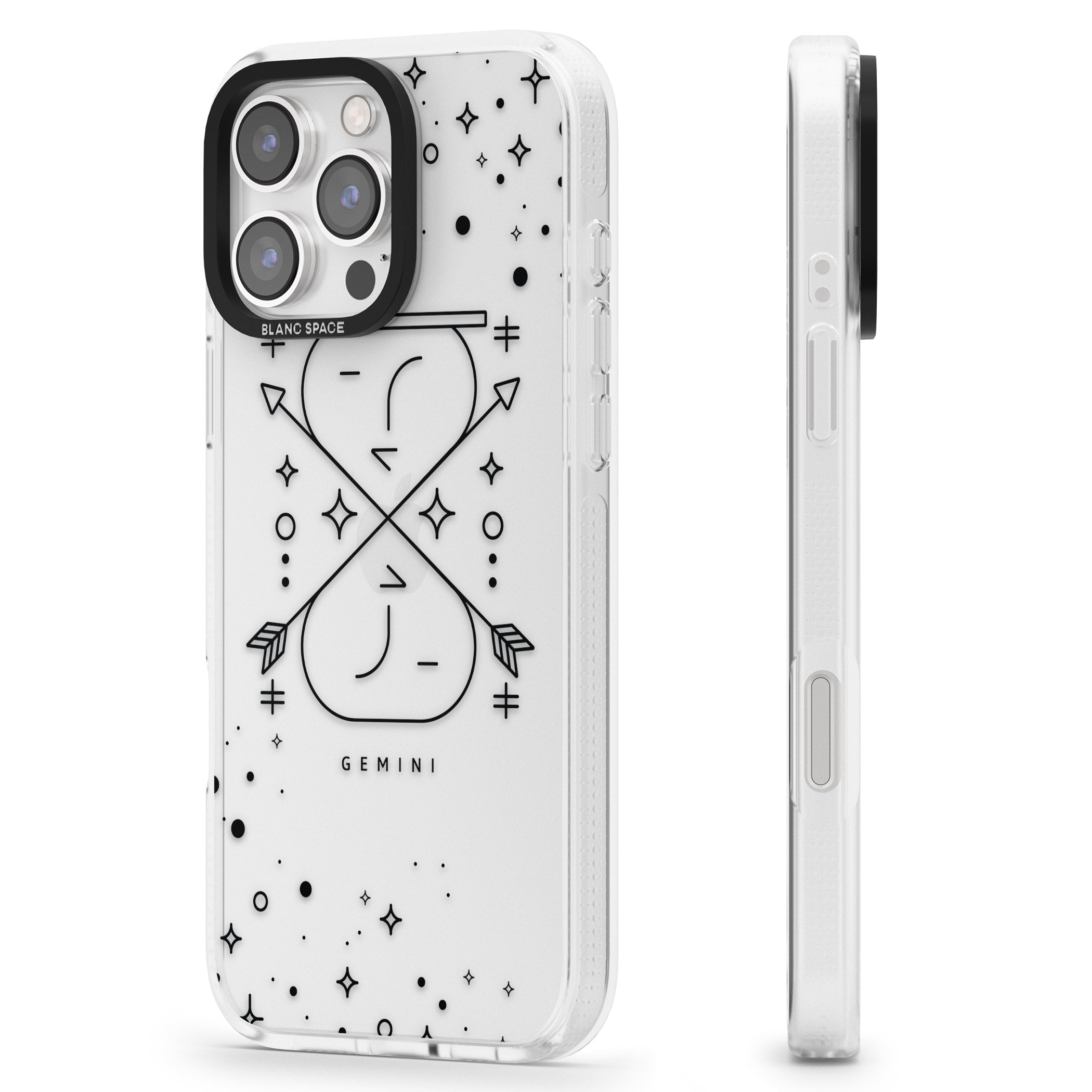 Gemini Emblem - Transparent Design iPhone 16 Pro Max / 16 Pro Clear Case Impact Air - Blanc Space