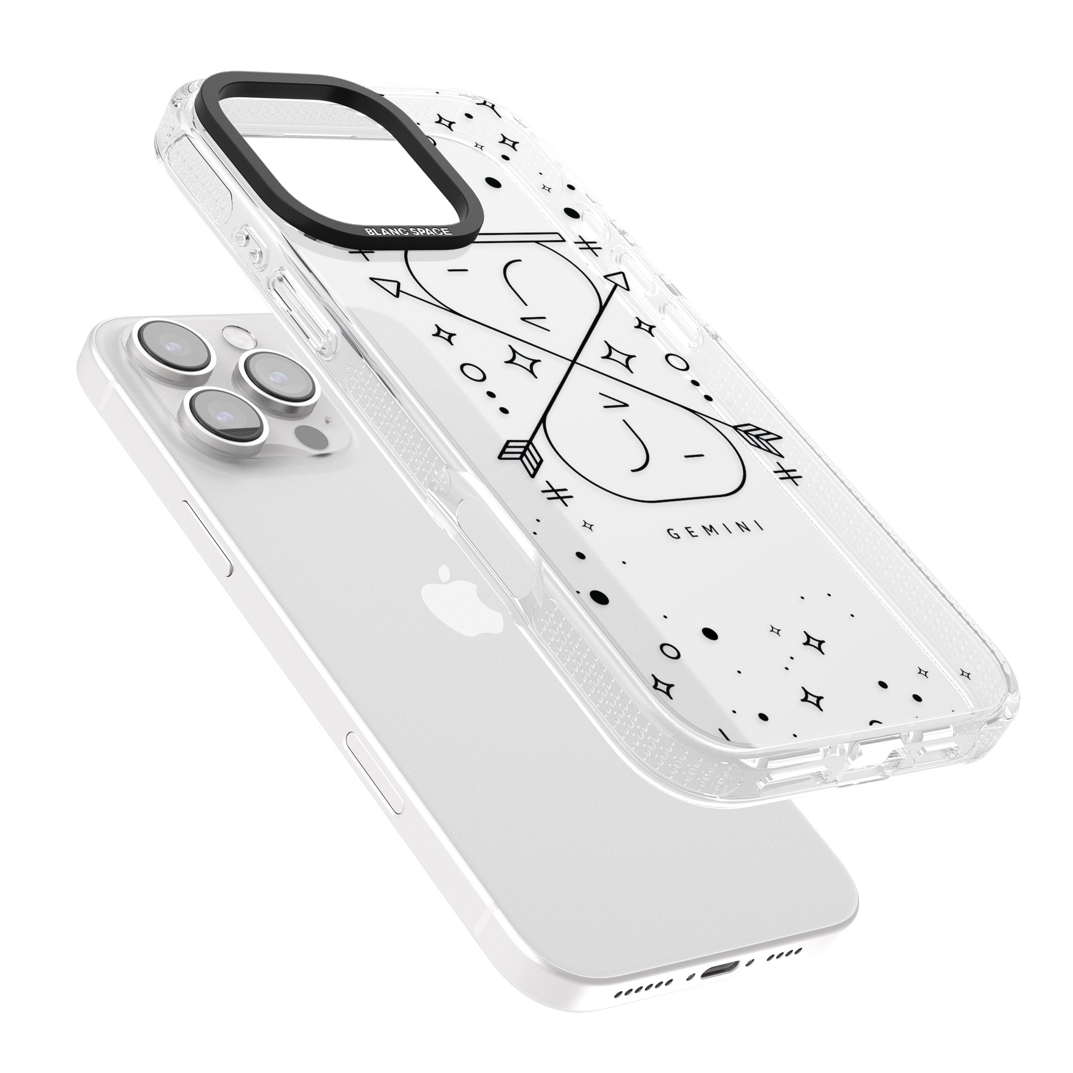 Gemini Emblem - Transparent Design iPhone 16 Pro Max / 16 Pro Clear Case Impact Air - Blanc Space