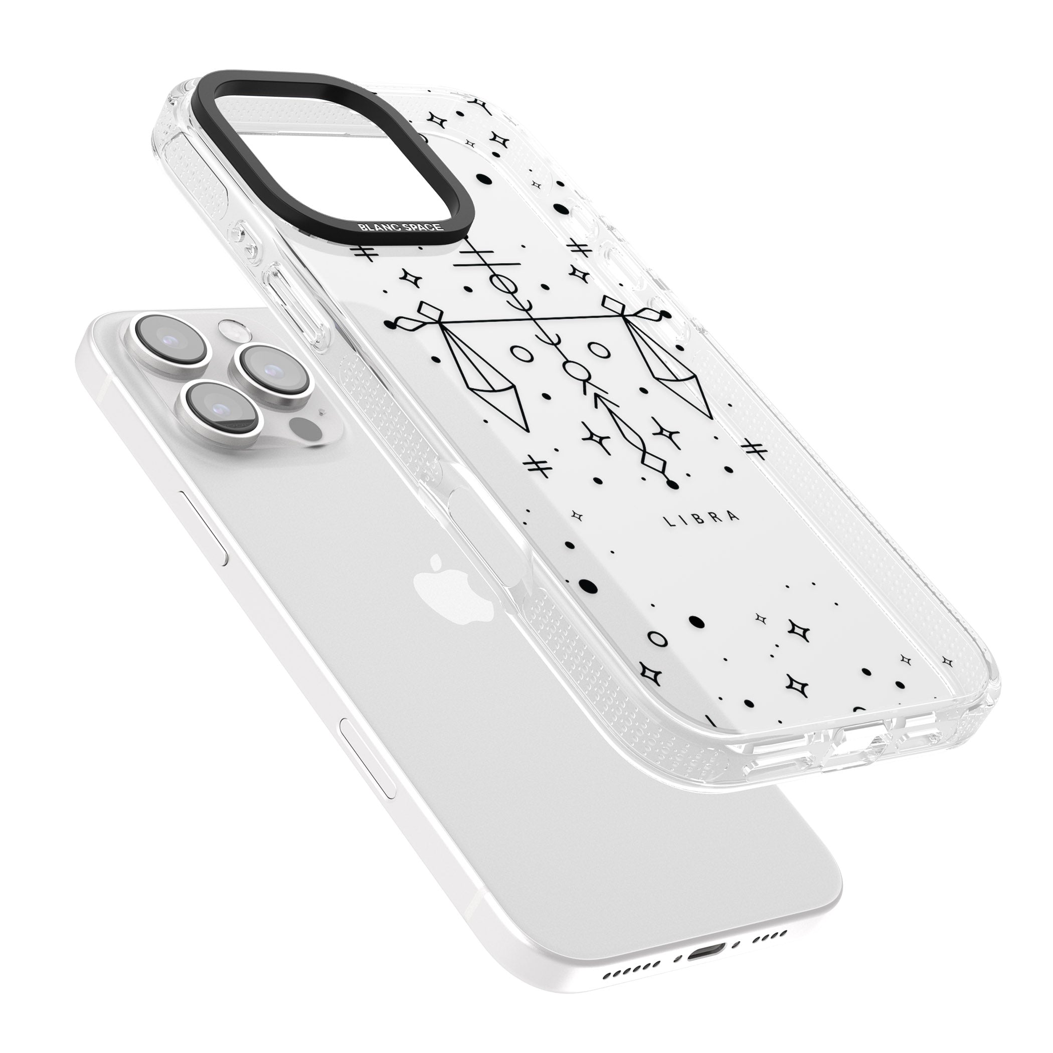 Libra Emblem - Transparent Design iPhone 16 Pro Max / 16 Pro Clear Case Impact Air - Blanc Space