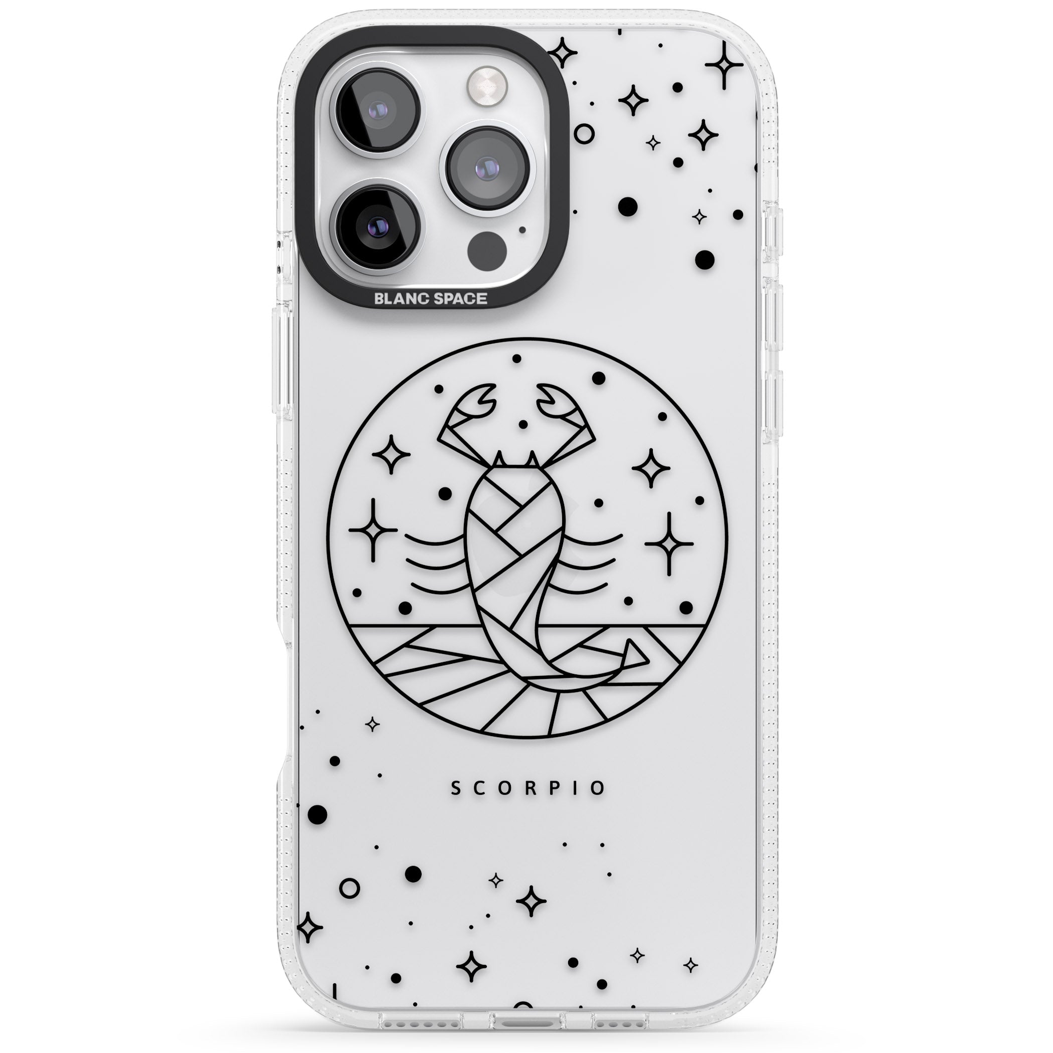Scorpio Emblem - Transparent Design iPhone 16 Pro Max / 16 Pro Clear Case Impact Air - Blanc Space