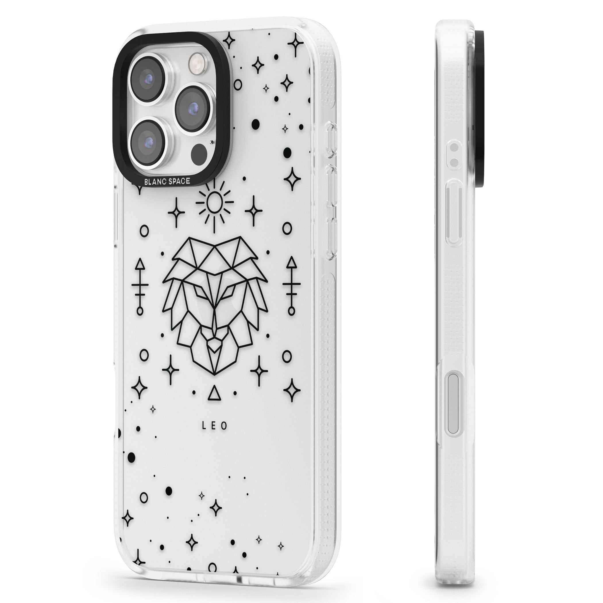 Leo Emblem - Transparent Design iPhone 16 Pro Max / 16 Pro Clear Case Impact Air - Blanc Space
