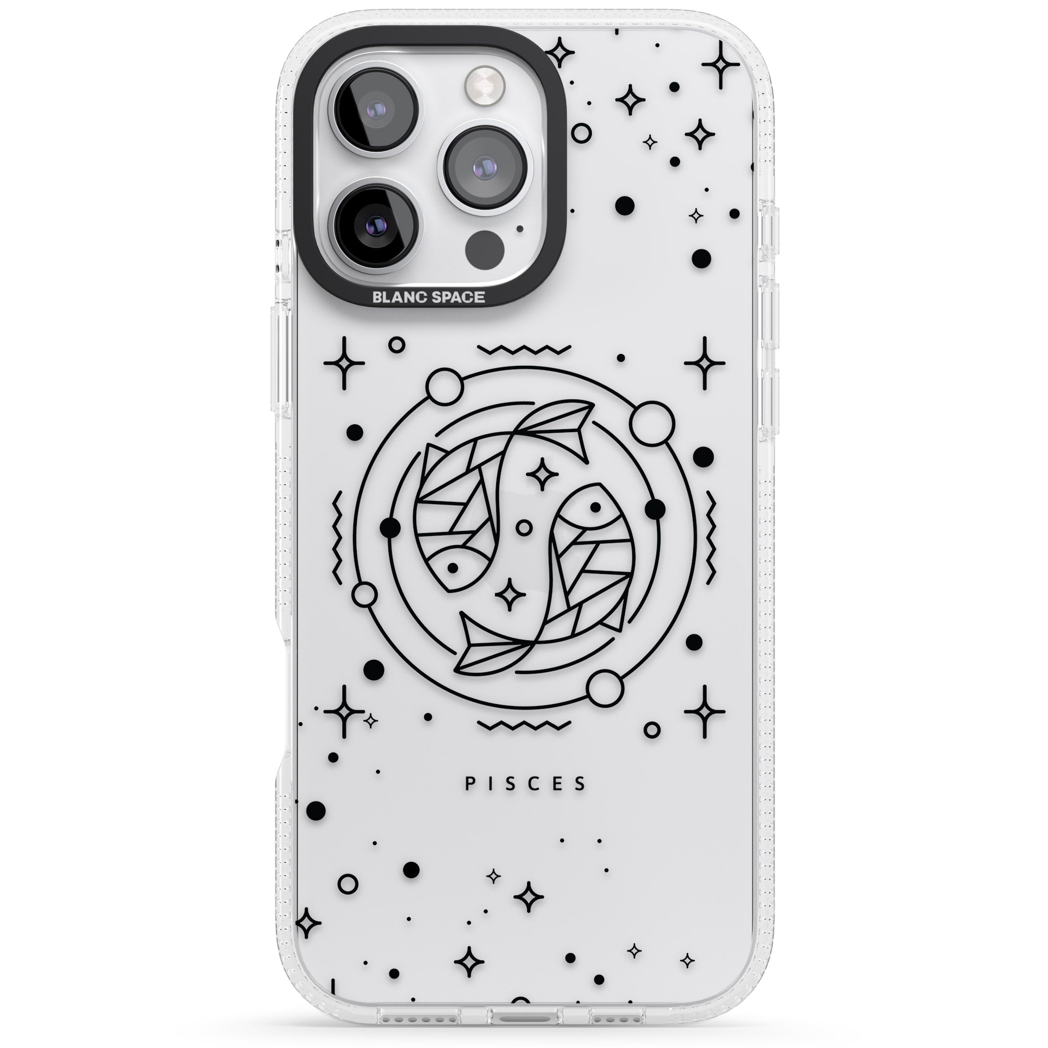 Pisces Emblem - Transparent Design iPhone 16 Pro Max / 16 Pro Clear Case Impact Air - Blanc Space