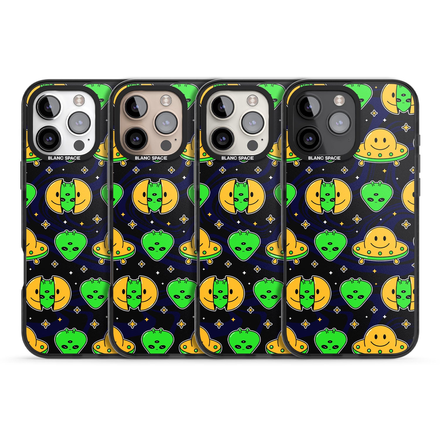 iPhone 16 Pro Max Alien Head Pattern Black Impact Phone Case