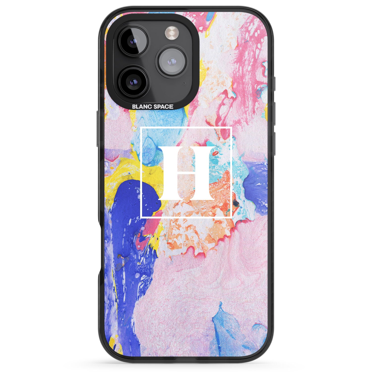 iPhone 16 Pro Max Personalised Mixed Pastels Marbled Paper Black Impact Phone Case