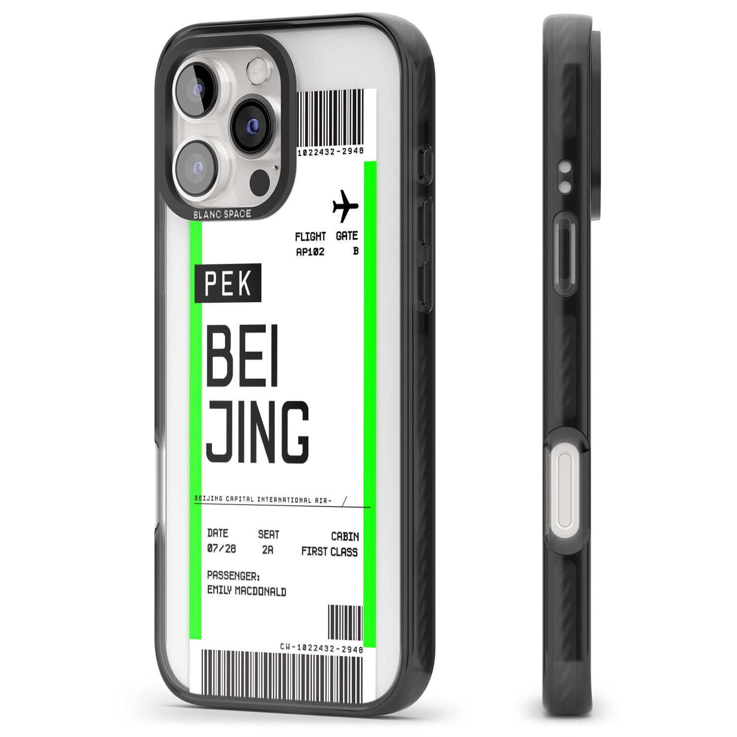iPhone 16 Pro Max Personalised Beijing Boarding Pass Black Impact Phone Case
