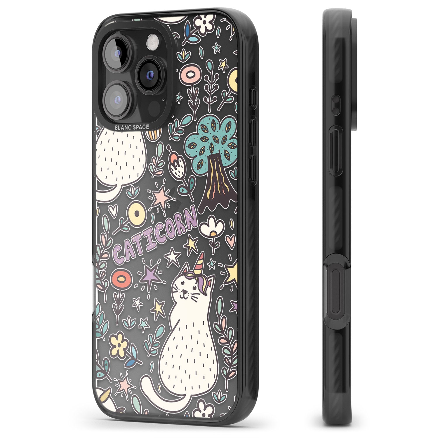 iPhone 16 Pro Max Caticorn pattern Black Impact Phone Case
