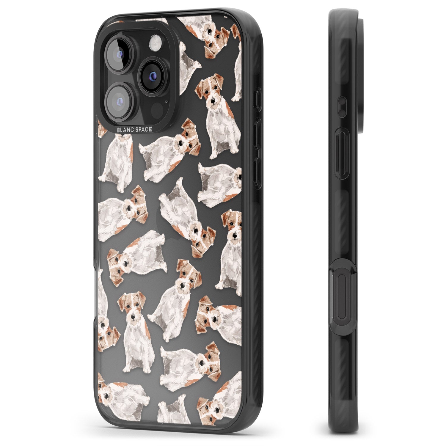 iPhone 16 Pro Max Wirehaired Jack Russell Watercolour Dog Pattern Black Impact Phone Case